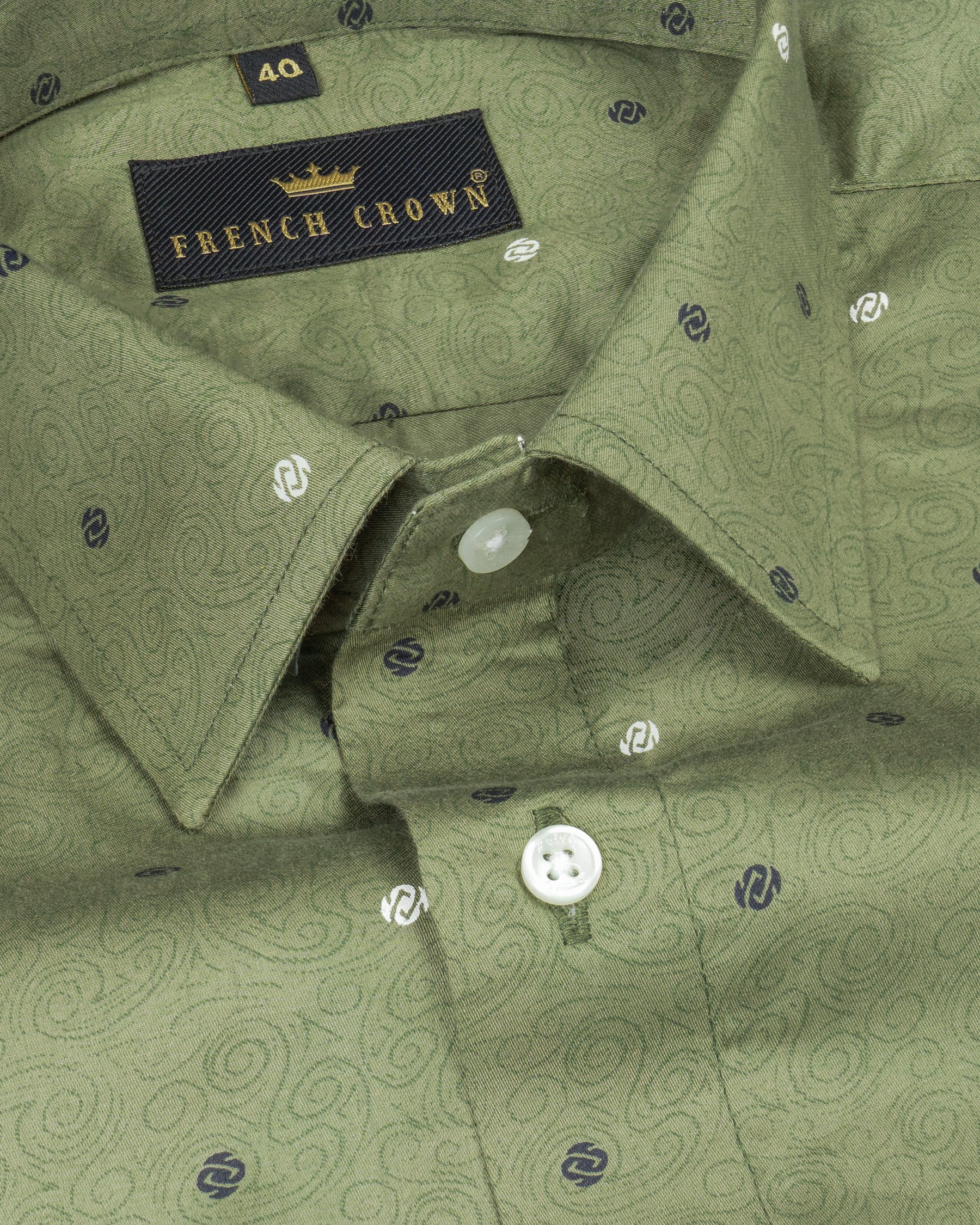 Avocado Green Printed Premium Cotton Shirt 5287-38, 5287-H-38, 5287-39, 5287-H-39, 5287-40, 5287-H-40, 5287-42, 5287-H-42, 5287-44, 5287-H-44, 5287-46, 5287-H-46, 5287-48, 5287-H-48, 5287-50, 5287-H-50, 5287-52, 5287-H-52