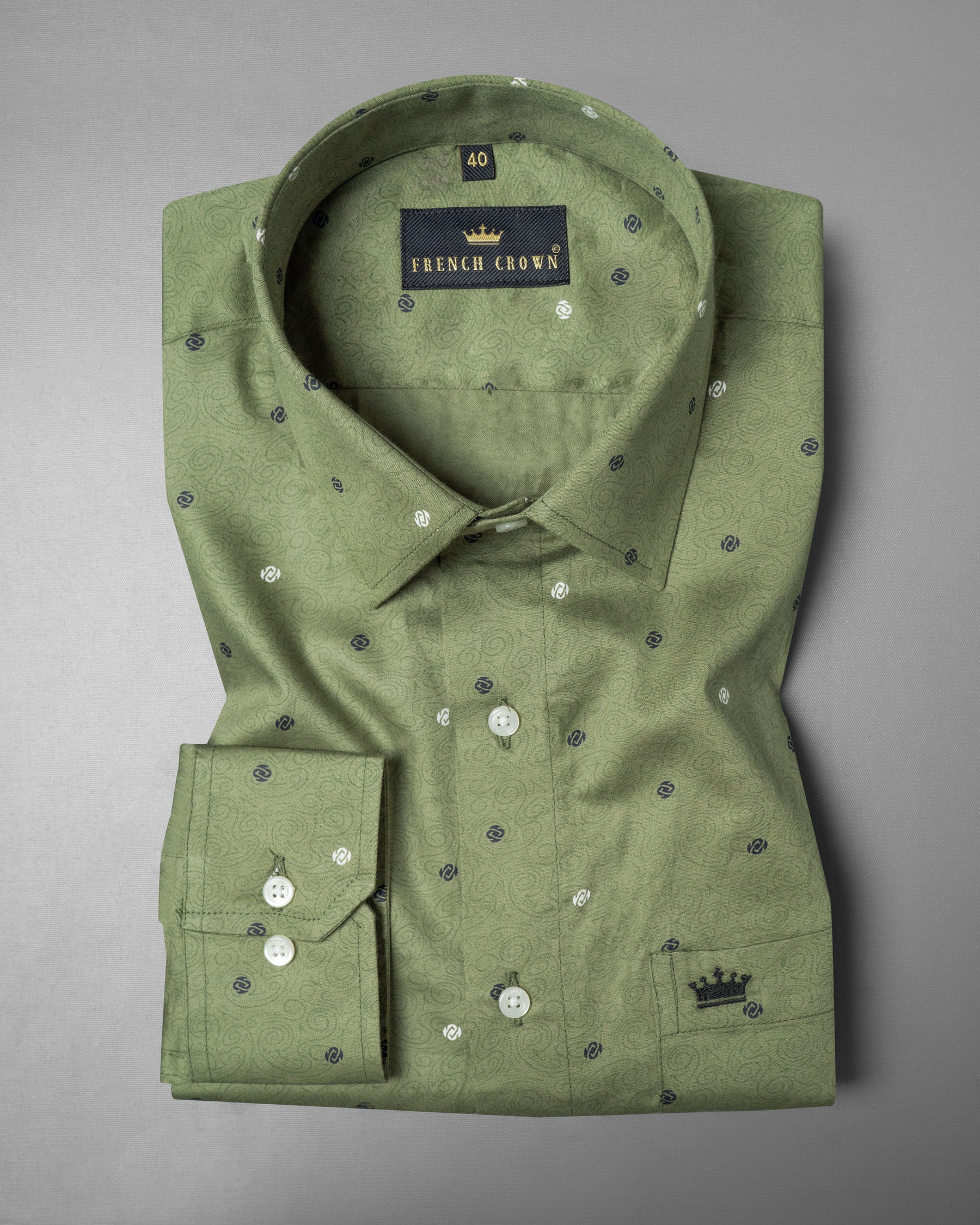 Avocado Green Printed Premium Cotton Shirt 5287-38, 5287-H-38, 5287-39, 5287-H-39, 5287-40, 5287-H-40, 5287-42, 5287-H-42, 5287-44, 5287-H-44, 5287-46, 5287-H-46, 5287-48, 5287-H-48, 5287-50, 5287-H-50, 5287-52, 5287-H-52