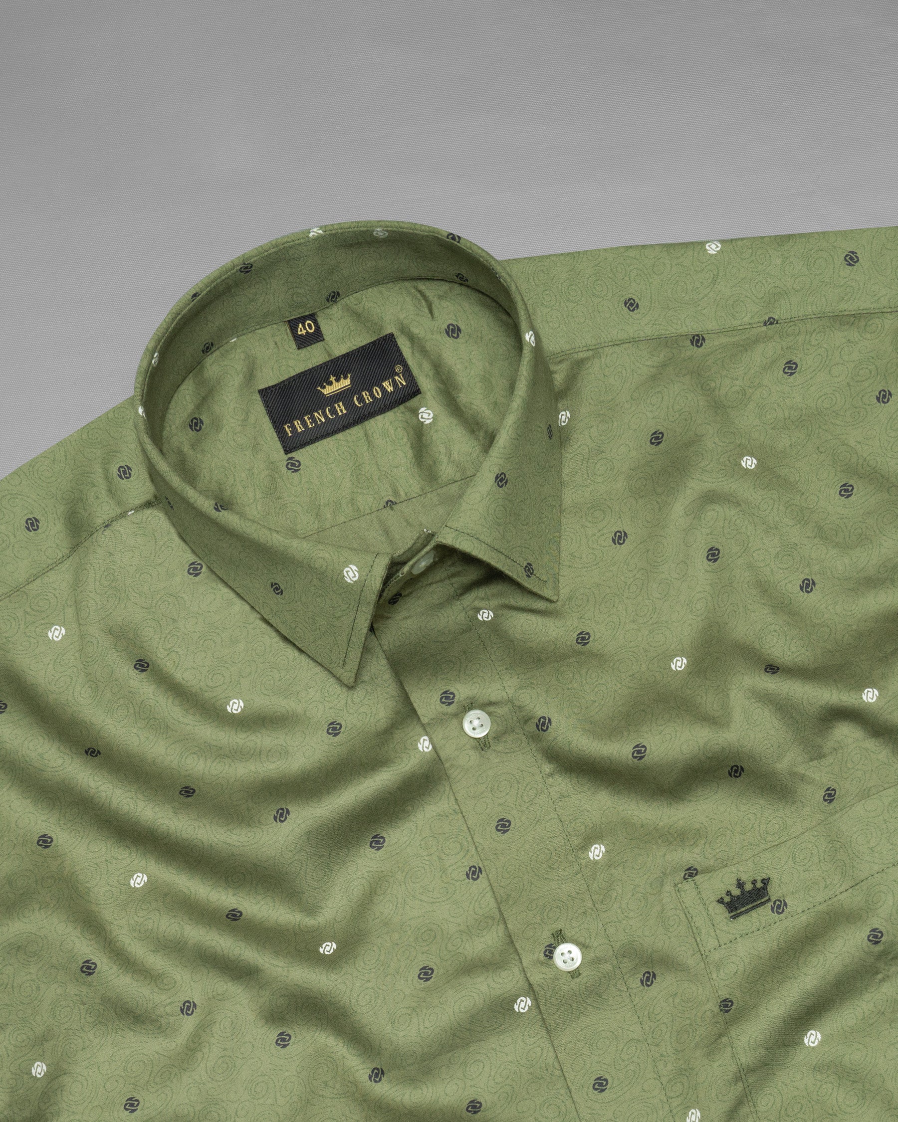 Avocado Green Printed Premium Cotton Shirt 5287-38, 5287-H-38, 5287-39, 5287-H-39, 5287-40, 5287-H-40, 5287-42, 5287-H-42, 5287-44, 5287-H-44, 5287-46, 5287-H-46, 5287-48, 5287-H-48, 5287-50, 5287-H-50, 5287-52, 5287-H-52