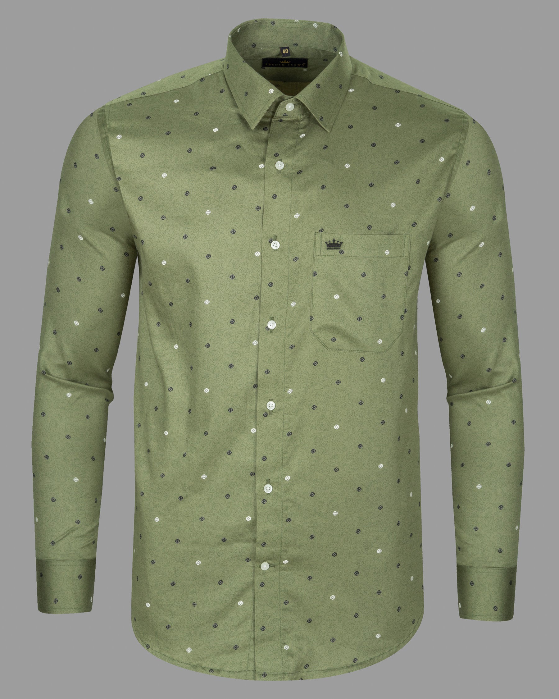 Avocado Green Printed Premium Cotton Shirt 5287-38, 5287-H-38, 5287-39, 5287-H-39, 5287-40, 5287-H-40, 5287-42, 5287-H-42, 5287-44, 5287-H-44, 5287-46, 5287-H-46, 5287-48, 5287-H-48, 5287-50, 5287-H-50, 5287-52, 5287-H-52