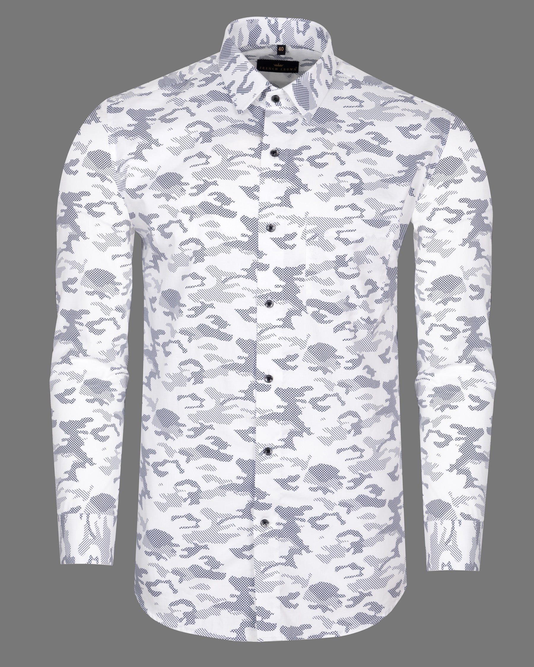 Bright White Camouflage Super soft Premium Cotton Shirt 5290-BLK-38, 5290-BLK-H-38, 5290-BLK-39, 5290-BLK-H-39, 5290-BLK-40, 5290-BLK-H-40, 5290-BLK-42, 5290-BLK-H-42, 5290-BLK-44, 5290-BLK-H-44, 5290-BLK-46, 5290-BLK-H-46, 5290-BLK-48, 5290-BLK-H-48, 5290-BLK-50, 5290-BLK-H-50, 5290-BLK-52, 5290-BLK-H-52