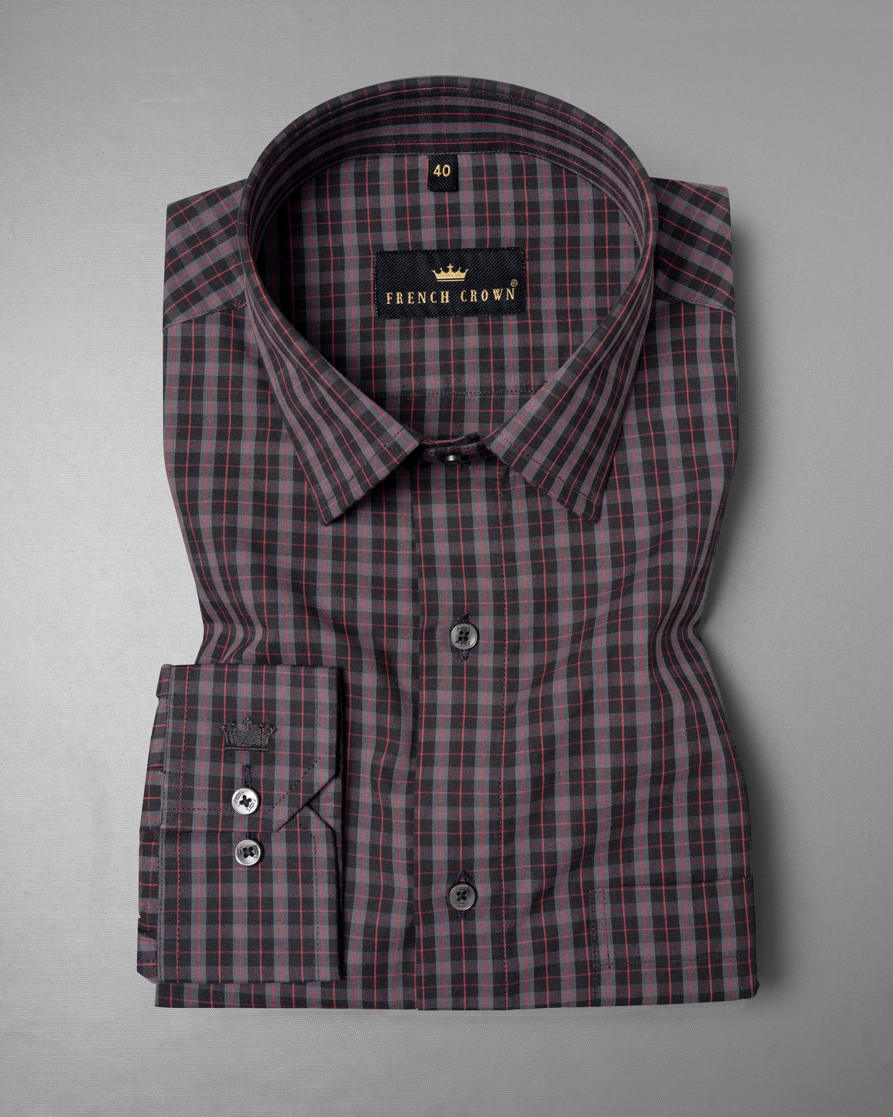 Piano Black with Copper Rust and Scorpion Grey Plaid Premium Cotton Shirt 5292-BLK-38, 5292-BLK-H-38, 5292-BLK-39, 5292-BLK-H-39, 5292-BLK-40, 5292-BLK-H-40, 5292-BLK-42, 5292-BLK-H-42, 5292-BLK-44, 5292-BLK-H-44, 5292-BLK-46, 5292-BLK-H-46, 5292-BLK-48, 5292-BLK-H-48, 5292-BLK-50, 5292-BLK-H-50, 5292-BLK-52, 5292-BLK-H-52