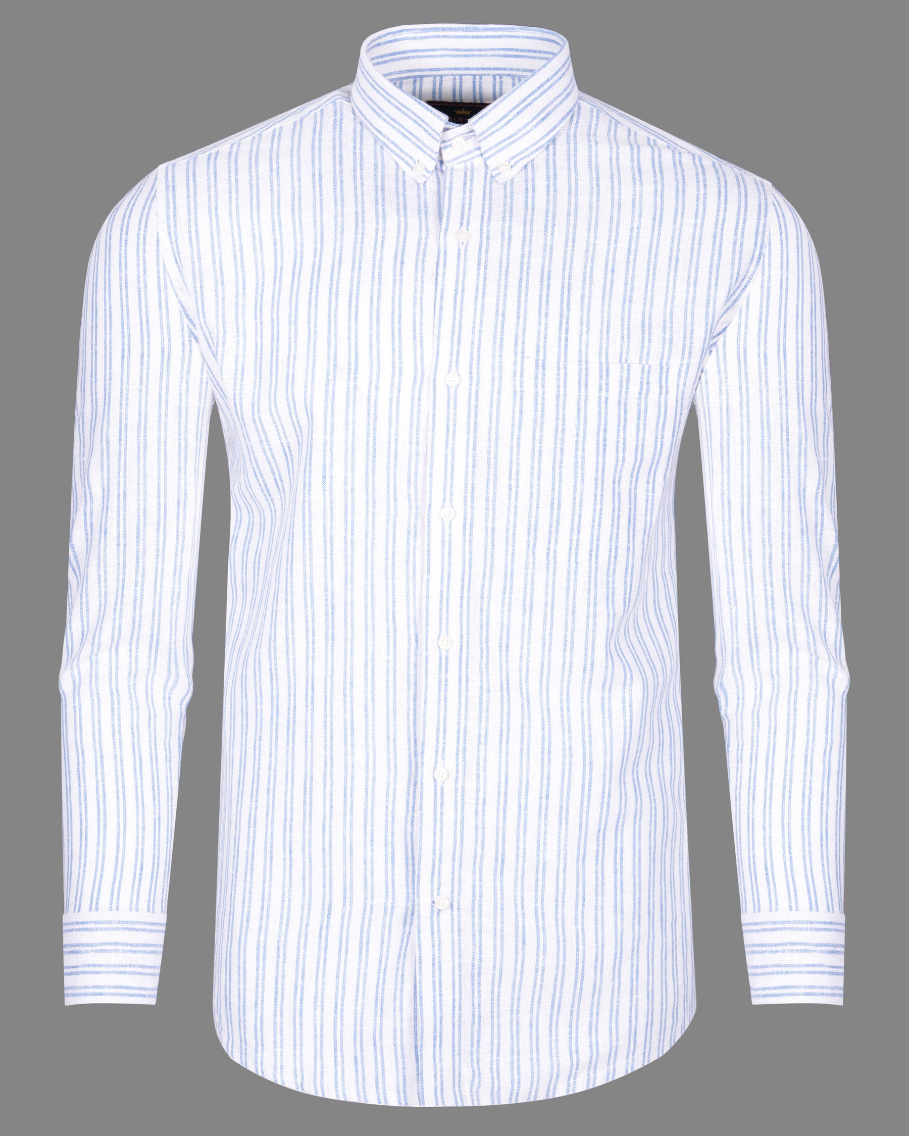 Bright White with Casper Blue Striped Luxurious Linen Shirt 5293-BD-38, 5293-BD-H-38, 5293-BD-39, 5293-BD-H-39, 5293-BD-40, 5293-BD-H-40, 5293-BD-42, 5293-BD-H-42, 5293-BD-44, 5293-BD-H-44, 5293-BD-46, 5293-BD-H-46, 5293-BD-48, 5293-BD-H-48, 5293-BD-50, 5293-BD-H-50, 5293-BD-52, 5293-BD-H-52