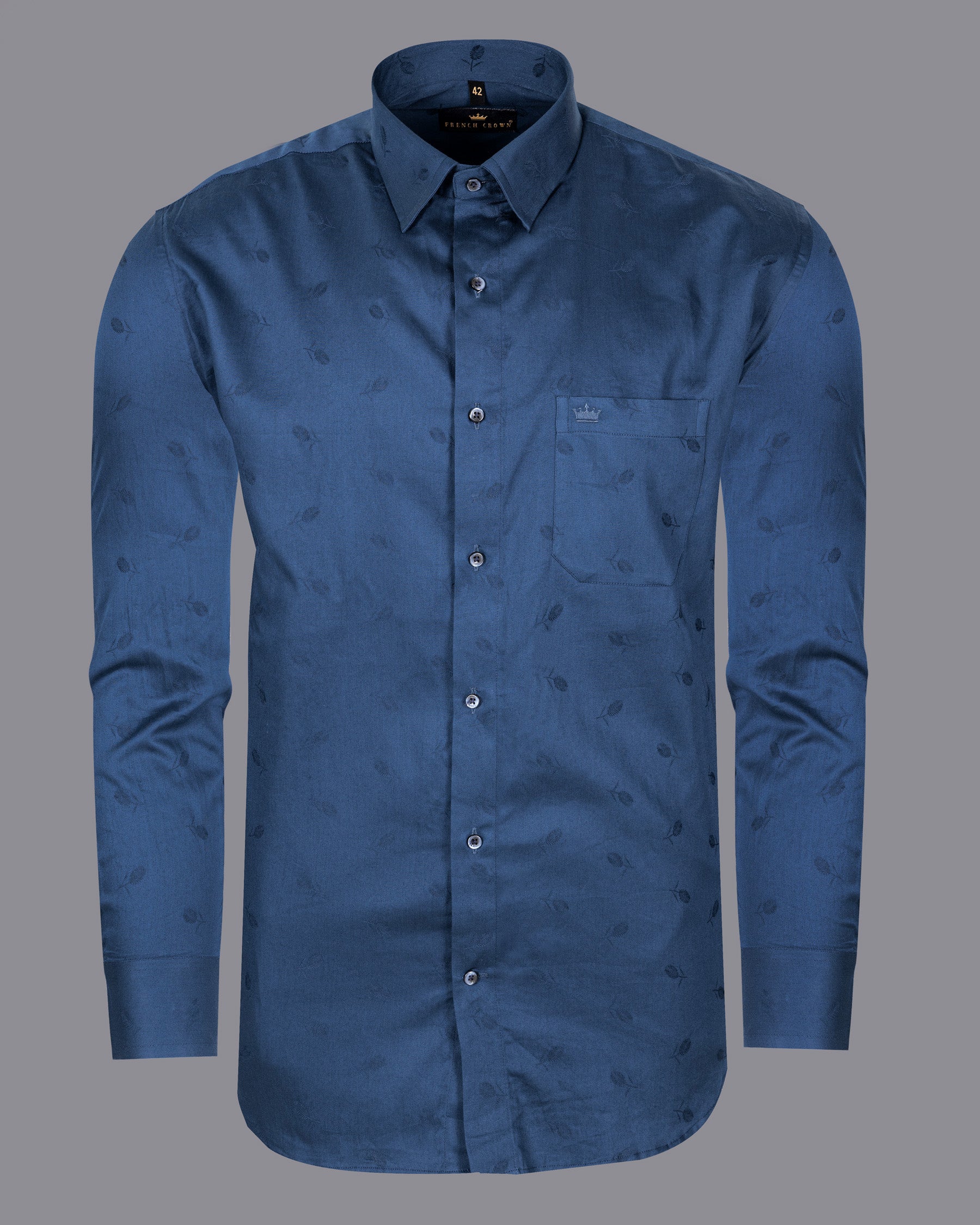 Rhino Blue Leaves Jacquard Textured Premium Giza Cotton Shirt 5309-BLE-38, 5309-BLE-H-38, 5309-BLE-39, 5309-BLE-H-39, 5309-BLE-40, 5309-BLE-H-40, 5309-BLE-42, 5309-BLE-H-42, 5309-BLE-44, 5309-BLE-H-44, 5309-BLE-46, 5309-BLE-H-46, 5309-BLE-48, 5309-BLE-H-48, 5309-BLE-50, 5309-BLE-H-50, 5309-BLE-52, 5309-BLE-H-52