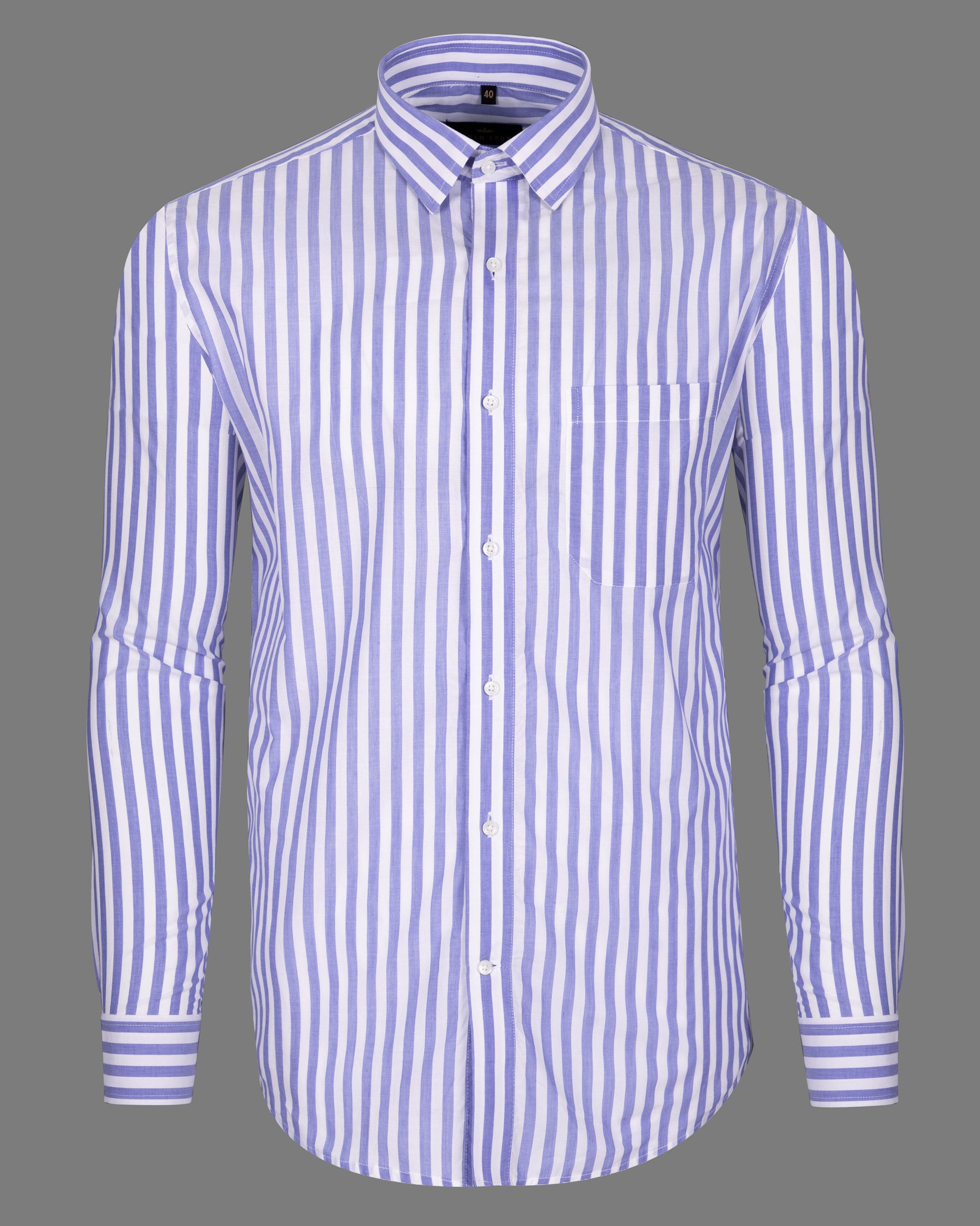 Bright White with Kimberly Blue Striped Premium Cotton Shirt 5404-38, 5404-H-38, 5404-39, 5404-H-39, 5404-40, 5404-H-40, 5404-42, 5404-H-42, 5404-44, 5404-H-44, 5404-46, 5404-H-46, 5404-48, 5404-H-48, 5404-50, 5404-H-50, 5404-52, 5404-H-52