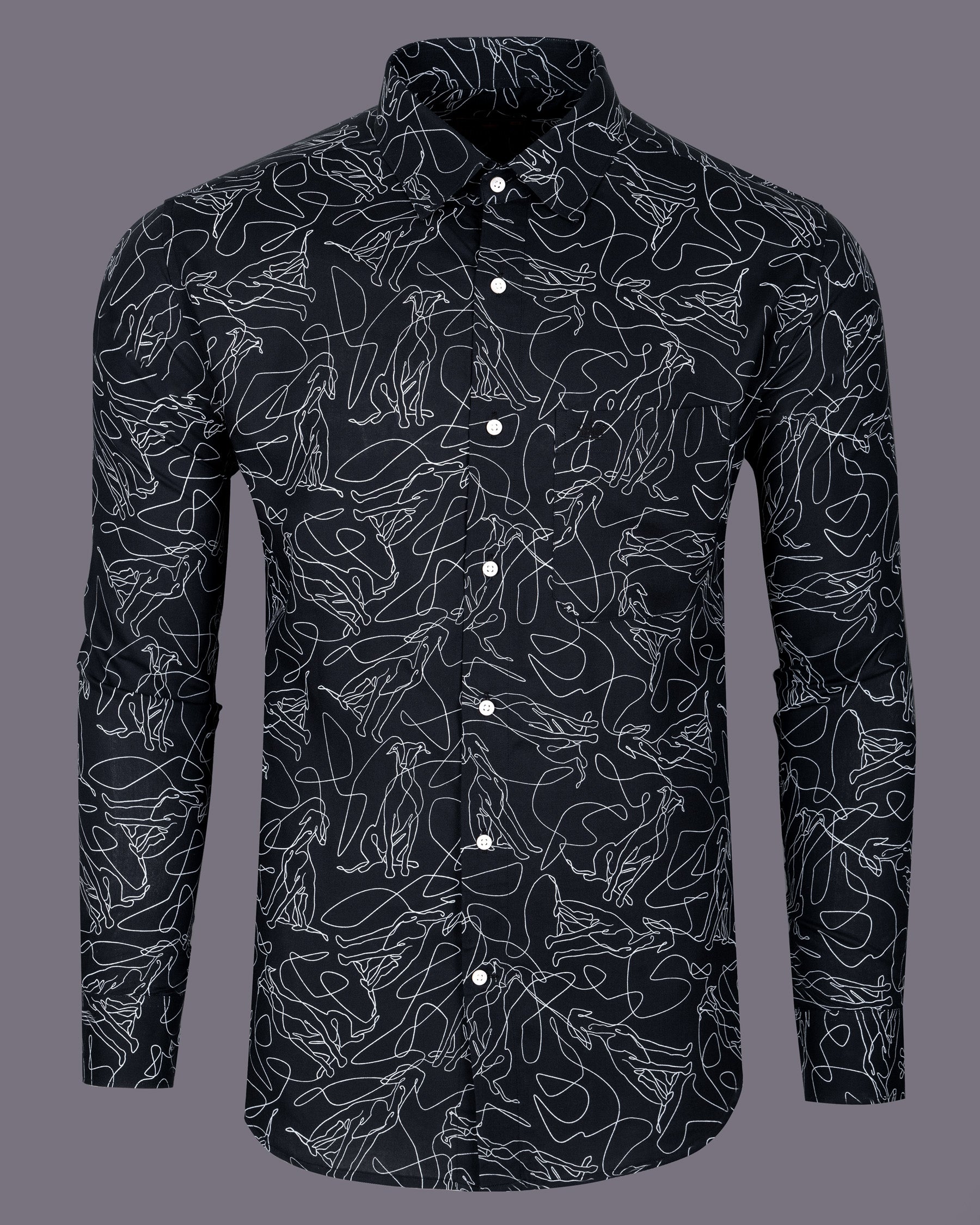 Mirage Black Dog print with Unbroken line art Royal Oxford Shirt 5405-38, 5405-H-38, 5405-39, 5405-H-39, 5405-40, 5405-H-40, 5405-42, 5405-H-42, 5405-44, 5405-H-44, 5405-46, 5405-H-46, 5405-48, 5405-H-48, 5405-50, 5405-H-50, 5405-52, 5405-H-52