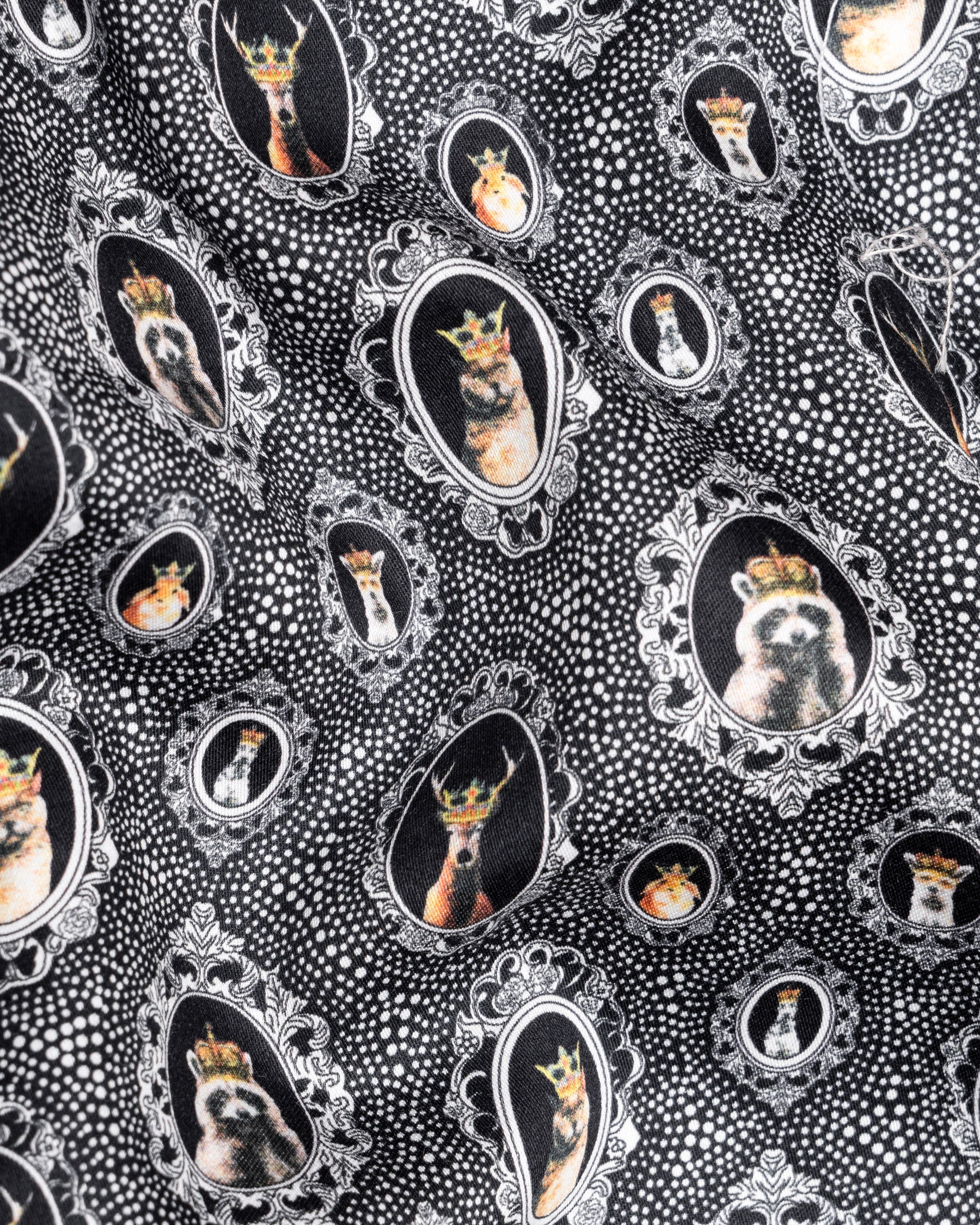 Jade Black Crowned Animals Printed Premium Cotton Shirt 5408-BLK-38, 5408-BLK-H-38, 5408-BLK-39, 5408-BLK-H-39, 5408-BLK-40, 5408-BLK-H-40, 5408-BLK-42, 5408-BLK-H-42, 5408-BLK-44, 5408-BLK-H-44, 5408-BLK-46, 5408-BLK-H-46, 5408-BLK-48, 5408-BLK-H-48, 5408-BLK-50, 5408-BLK-H-50, 5408-BLK-52, 5408-BLK-H-52