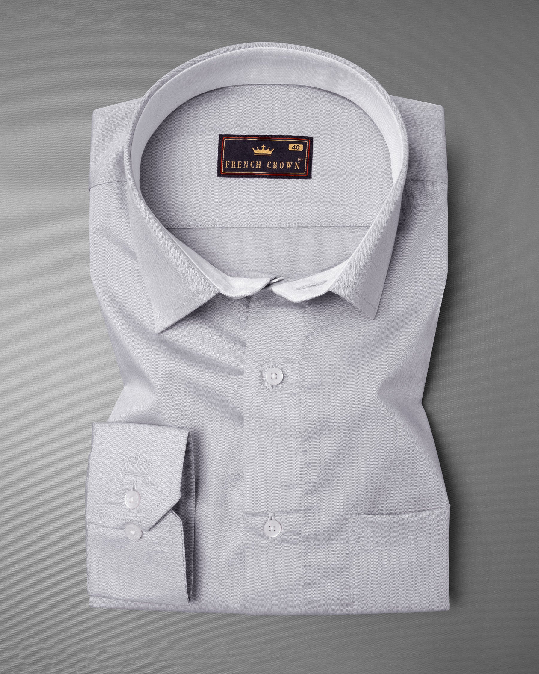 Ghost Grey with White Collar Striped Herringbone Premium Cotton Shirt 5424-CP-38, 5424-CP-H-38, 5424-CP-39, 5424-CP-H-39, 5424-CP-40, 5424-CP-H-40, 5424-CP-42, 5424-CP-H-42, 5424-CP-44, 5424-CP-H-44, 5424-CP-46, 5424-CP-H-46, 5424-CP-48, 5424-CP-H-48, 5424-CP-50, 5424-CP-H-50, 5424-CP-52, 5424-CP-H-52