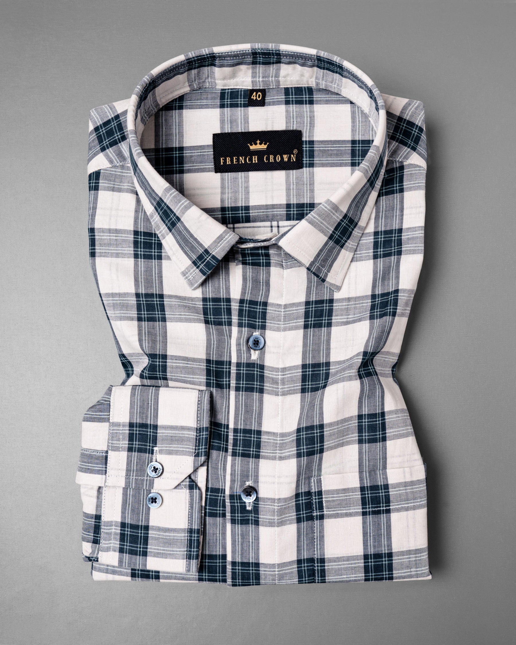 off white with navy Plaid Premium Cotton Shirt 5487-BLE-38, 5487-BLE-H-38, 5487-BLE-39, 5487-BLE-H-39, 5487-BLE-40, 5487-BLE-H-40, 5487-BLE-42, 5487-BLE-H-42, 5487-BLE-44, 5487-BLE-H-44, 5487-BLE-46, 5487-BLE-H-46, 5487-BLE-48, 5487-BLE-H-48, 5487-BLE-50, 5487-BLE-H-50, 5487-BLE-52, 5487-BLE-H-52