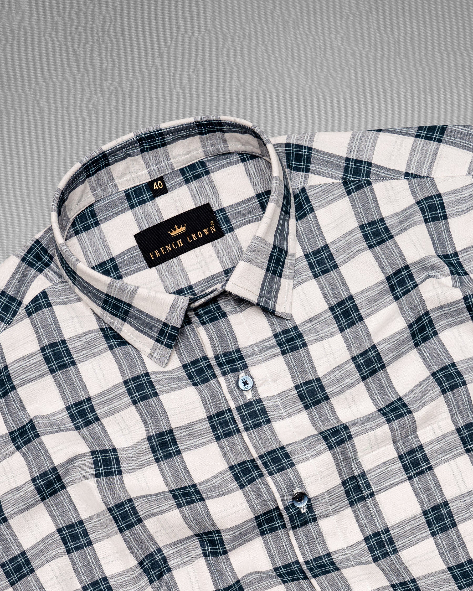 off white with navy Plaid Premium Cotton Shirt 5487-BLE-38, 5487-BLE-H-38, 5487-BLE-39, 5487-BLE-H-39, 5487-BLE-40, 5487-BLE-H-40, 5487-BLE-42, 5487-BLE-H-42, 5487-BLE-44, 5487-BLE-H-44, 5487-BLE-46, 5487-BLE-H-46, 5487-BLE-48, 5487-BLE-H-48, 5487-BLE-50, 5487-BLE-H-50, 5487-BLE-52, 5487-BLE-H-52