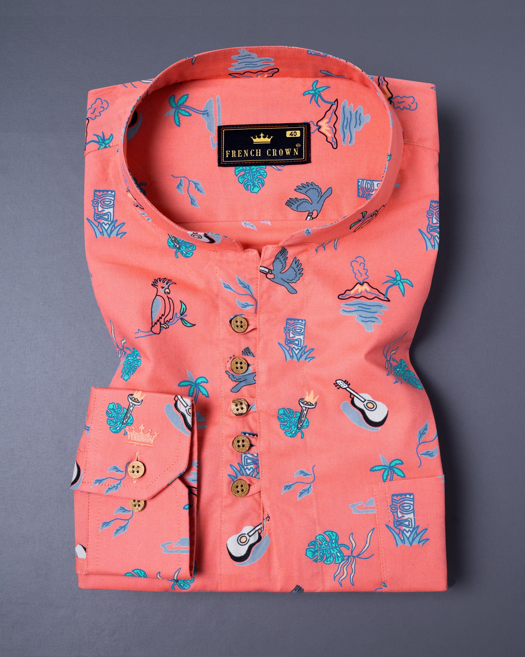 Salmon Printed Royal Oxford Kurta Shirt 5488-KS-38, 5488-KS-H-38, 5488-KS-39, 5488-KS-H-39, 5488-KS-40, 5488-KS-H-40, 5488-KS-42, 5488-KS-H-42, 5488-KS-44, 5488-KS-H-44, 5488-KS-46, 5488-KS-H-46, 5488-KS-48, 5488-KS-H-48, 5488-KS-50, 5488-KS-H-50, 5488-KS-52, 5488-KS-H-52