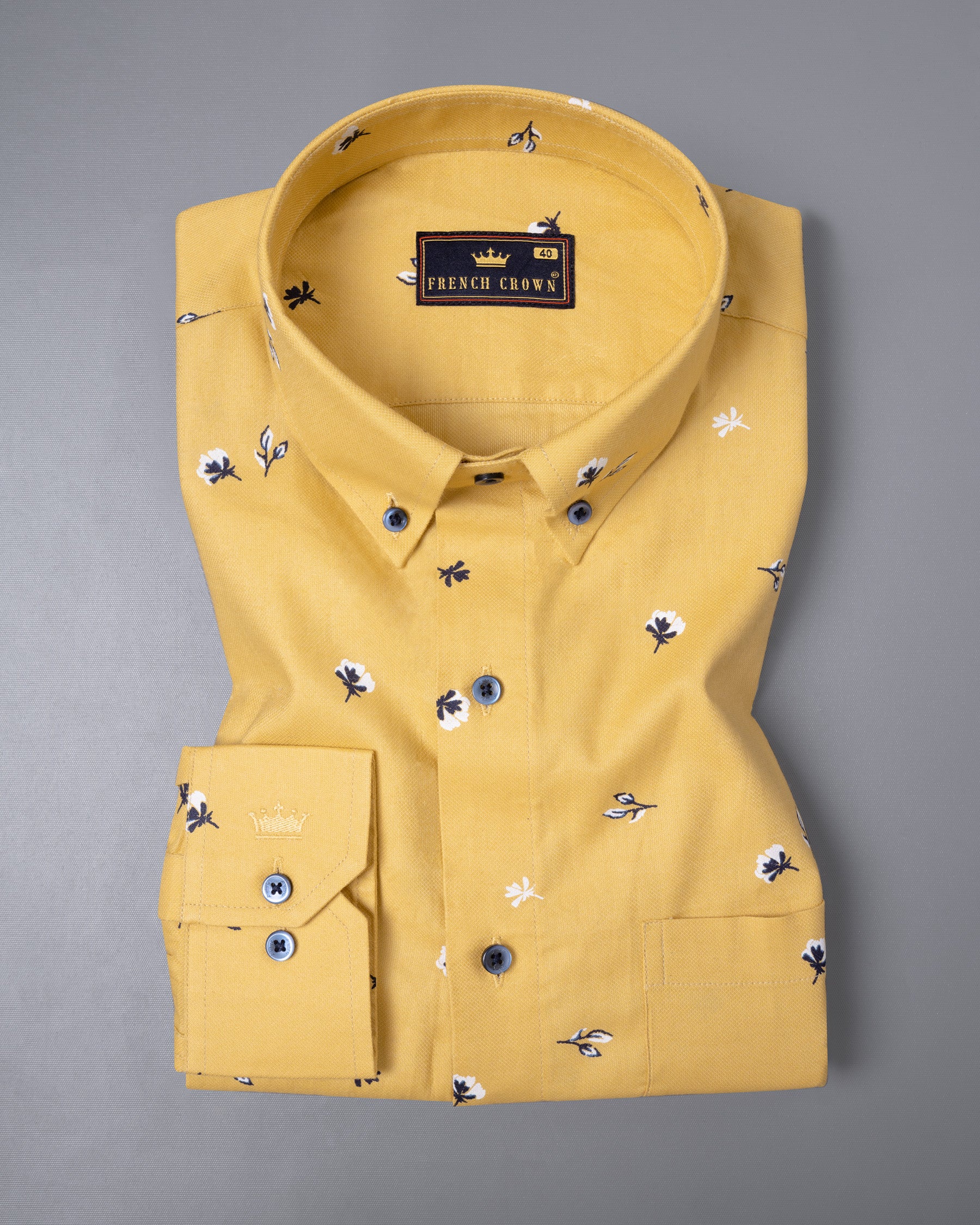 Ronchi Yellow Floral Printed Dobby Textured Premium Giza Cotton Shirt 5550-BD-BLE-38, 5550-BD-BLE-H-38, 5550-BD-BLE-39, 5550-BD-BLE-H-39, 5550-BD-BLE-40, 5550-BD-BLE-H-40, 5550-BD-BLE-42, 5550-BD-BLE-H-42, 5550-BD-BLE-44, 5550-BD-BLE-H-44, 5550-BD-BLE-46, 5550-BD-BLE-H-46, 5550-BD-BLE-48, 5550-BD-BLE-H-48, 5550-BD-BLE-50, 5550-BD-BLE-H-50, 5550-BD-BLE-52, 5550-BD-BLE-H-52