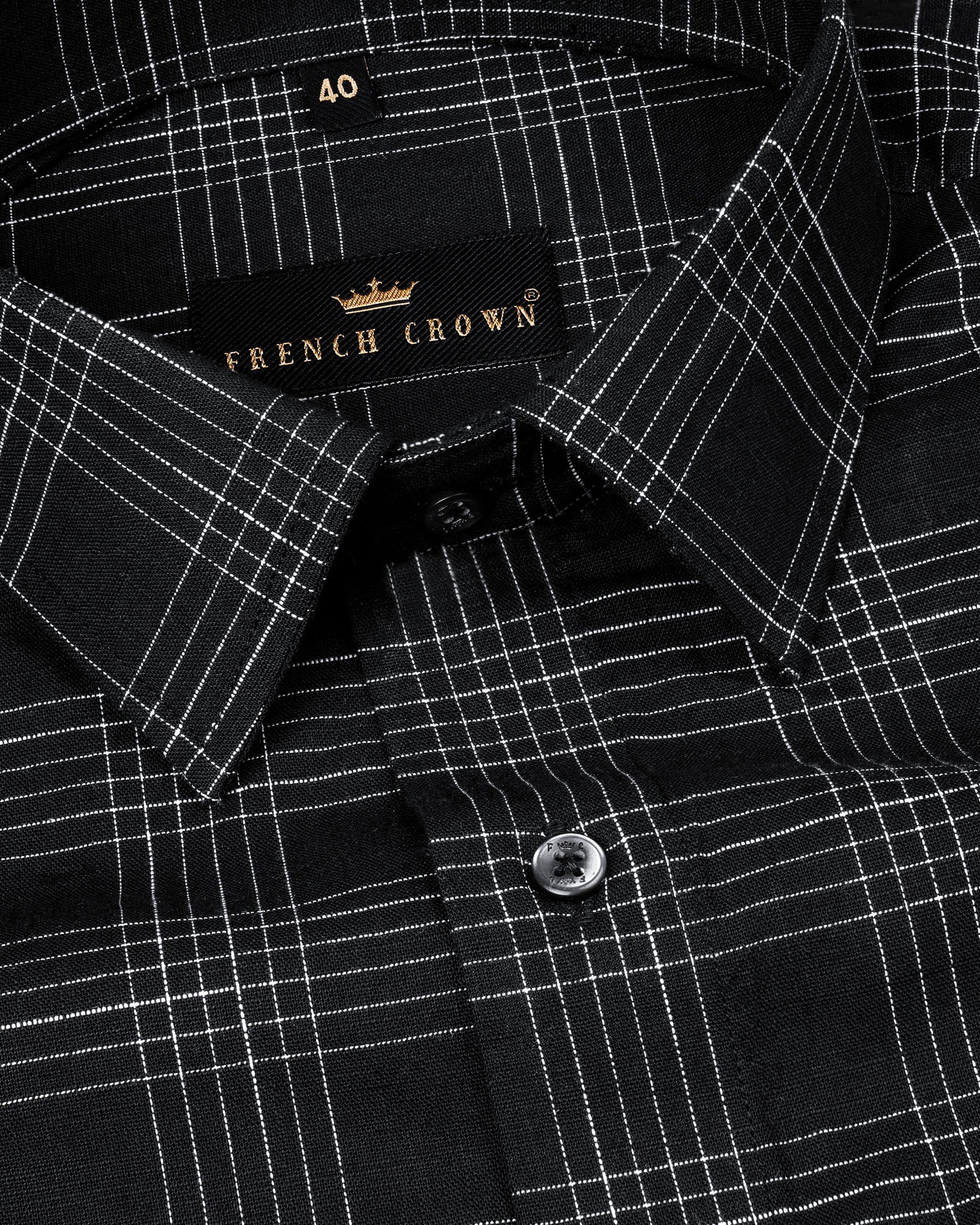 Jade Black Plaid Luxurious Linen Shirt 5593-BLK-38, 5593-BLK-H-38, 5593-BLK-39, 5593-BLK-H-39, 5593-BLK-40, 5593-BLK-H-40, 5593-BLK-42, 5593-BLK-H-42, 5593-BLK-44, 5593-BLK-H-44, 5593-BLK-46, 5593-BLK-H-46, 5593-BLK-48, 5593-BLK-H-48, 5593-BLK-50, 5593-BLK-H-50, 5593-BLK-52, 5593-BLK-H-52