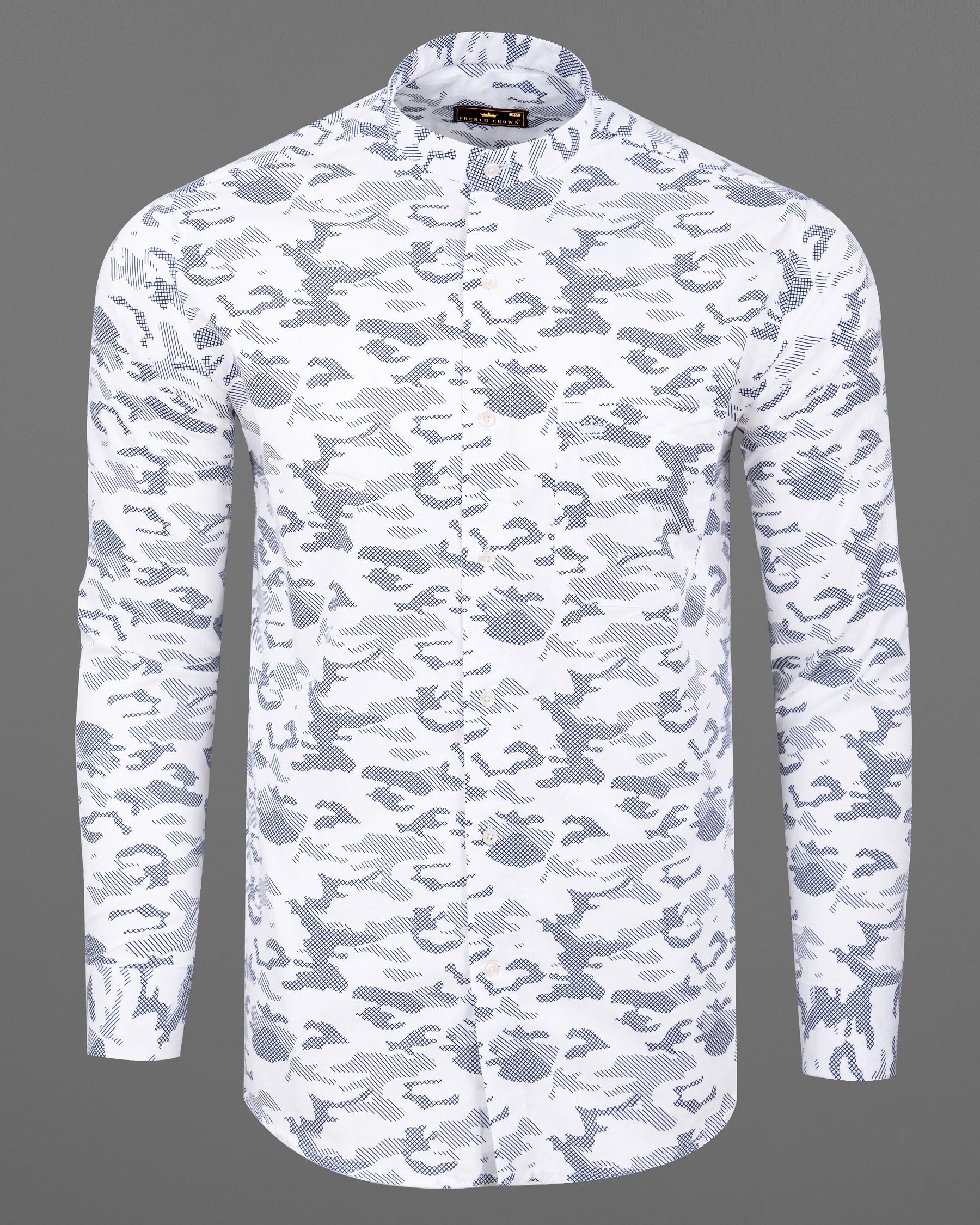 Bright White Camo Printed Premium Satin Shirt 5695-M-38, 5695-M-H-38, 5695-M-39, 5695-M-H-39, 5695-M-40, 5695-M-H-40, 5695-M-42, 5695-M-H-42, 5695-M-44, 5695-M-H-44, 5695-M-46, 5695-M-H-46, 5695-M-48, 5695-M-H-48, 5695-M-50, 5695-M-H-50, 5695-M-52, 5695-M-H-52