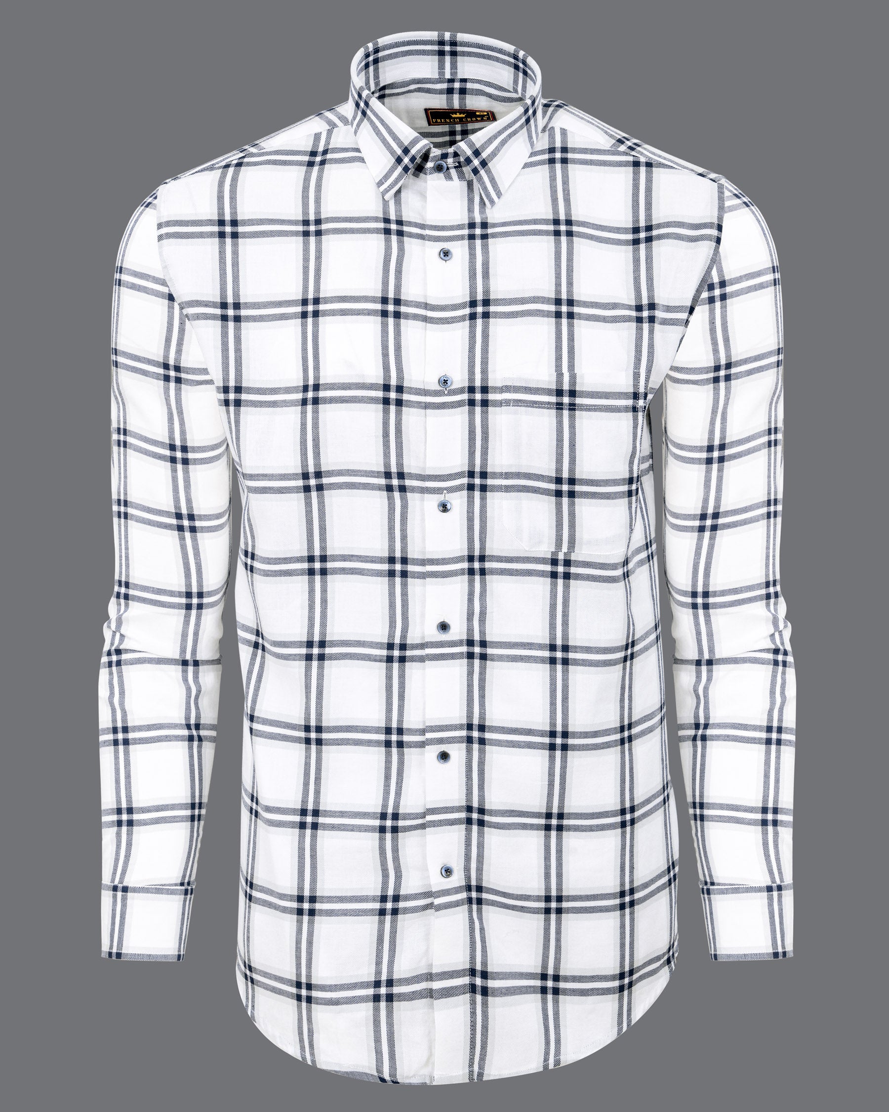 Bright White Twill Plaid Premium Cotton Shirt 5719-BLE-38, 5719-BLE-H-38, 5719-BLE-39, 5719-BLE-H-39, 5719-BLE-40, 5719-BLE-H-40, 5719-BLE-42, 5719-BLE-H-42, 5719-BLE-44, 5719-BLE-H-44, 5719-BLE-46, 5719-BLE-H-46, 5719-BLE-48, 5719-BLE-H-48, 5719-BLE-50, 5719-BLE-H-50, 5719-BLE-52, 5719-BLE-H-52