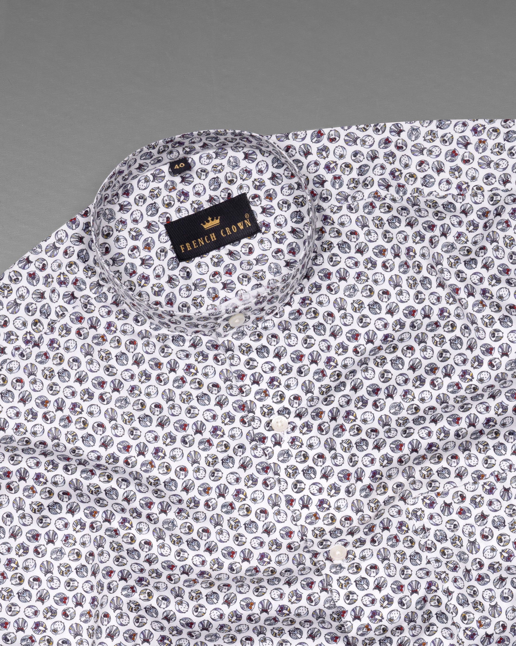 Bright White Owl Printed Super Soft Premium Cotton Shirt 5723-M-38, 5723-M-H-38, 5723-M-39, 5723-M-H-39, 5723-M-40, 5723-M-H-40, 5723-M-42, 5723-M-H-42, 5723-M-44, 5723-M-H-44, 5723-M-46, 5723-M-H-46, 5723-M-48, 5723-M-H-48, 5723-M-50, 5723-M-H-50, 5723-M-52, 5723-M-H-52