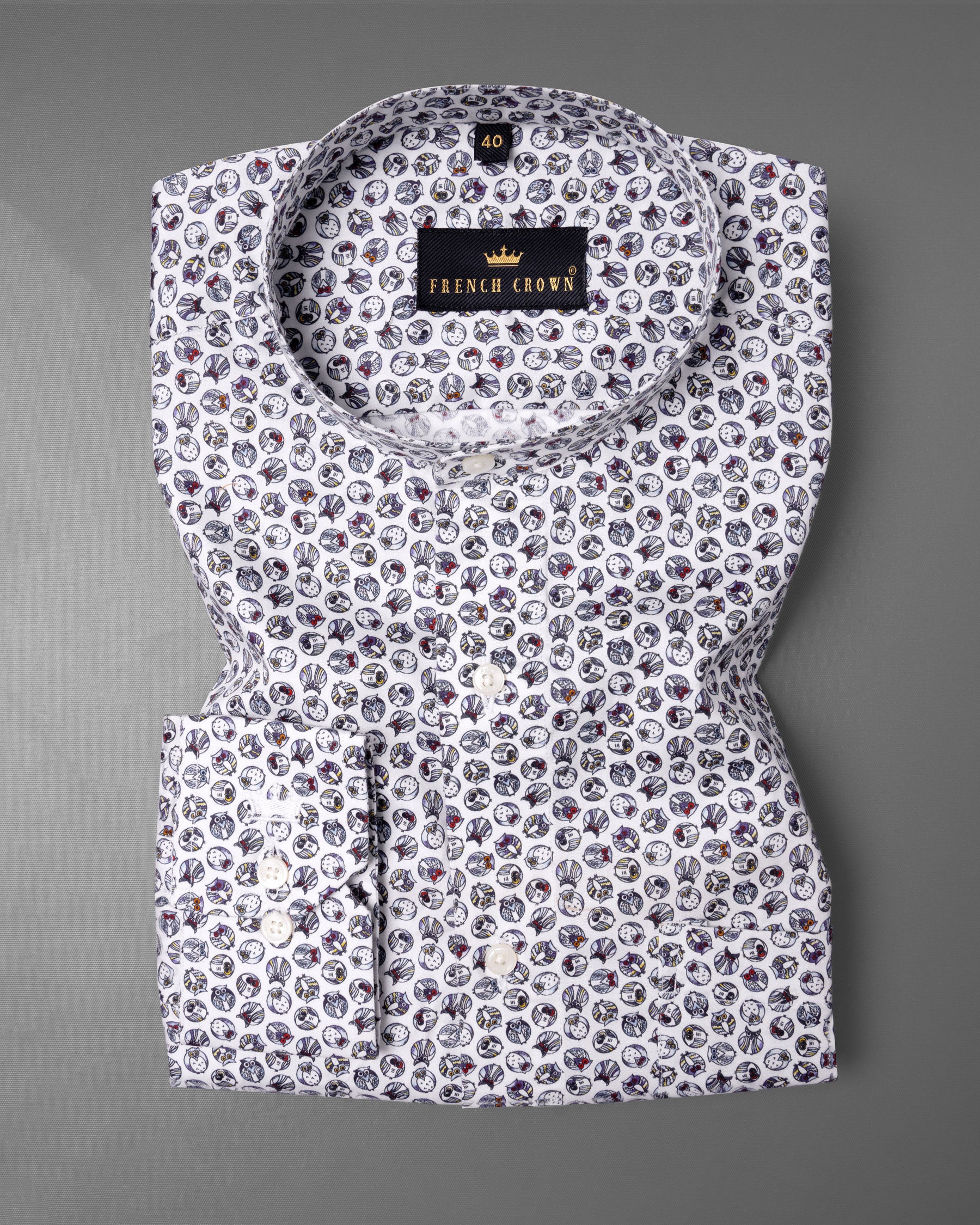 Bright White Owl Printed Super Soft Premium Cotton Shirt 5723-M-38, 5723-M-H-38, 5723-M-39, 5723-M-H-39, 5723-M-40, 5723-M-H-40, 5723-M-42, 5723-M-H-42, 5723-M-44, 5723-M-H-44, 5723-M-46, 5723-M-H-46, 5723-M-48, 5723-M-H-48, 5723-M-50, 5723-M-H-50, 5723-M-52, 5723-M-H-52