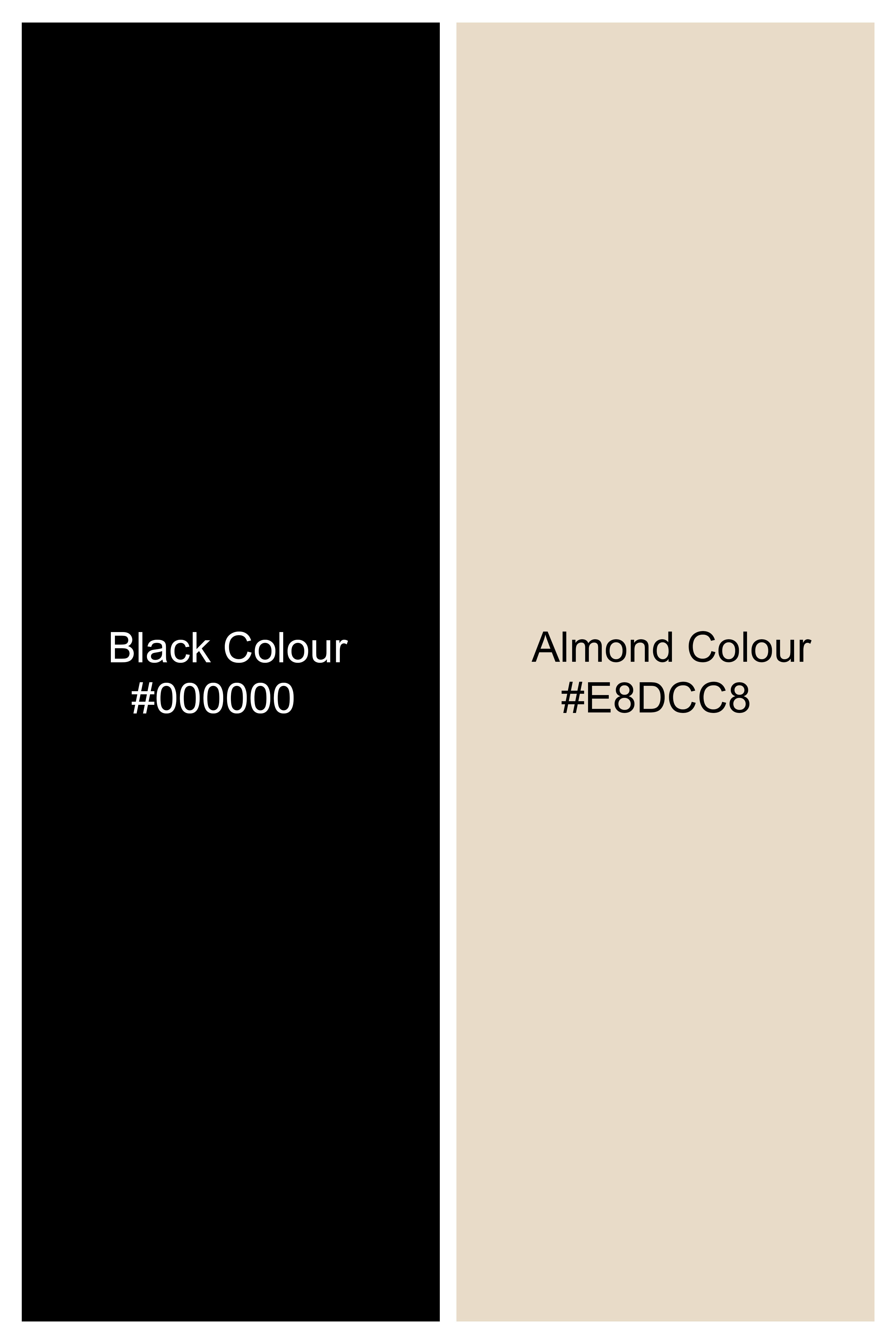 Almond Brown with Black Striped Hand Painted Luxurious Linen Designer Kurta Shirt