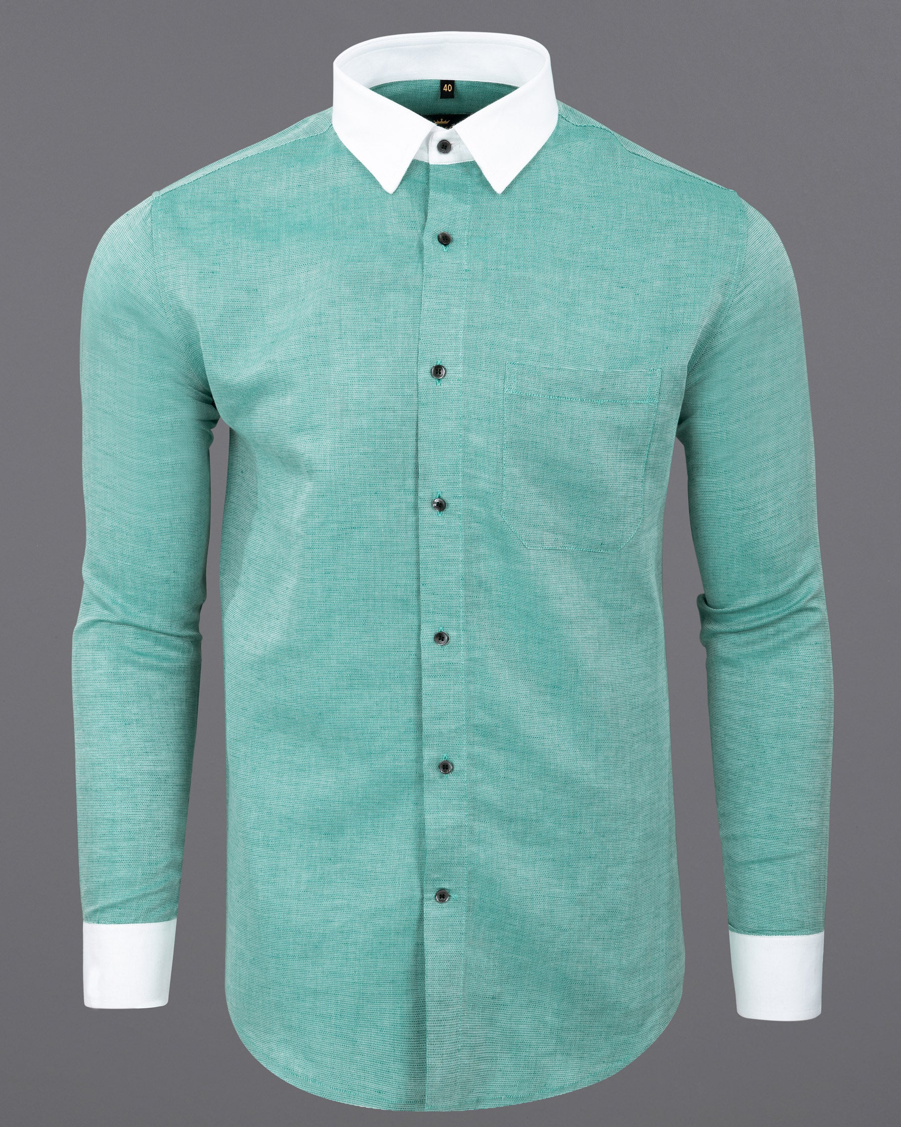 Acapulco Green with White Collar Luxurious Linen Shirt 5733-WCC-BLK-38, 5733-WCC-BLK-H-38, 5733-WCC-BLK-39, 5733-WCC-BLK-H-39, 5733-WCC-BLK-40, 5733-WCC-BLK-H-40, 5733-WCC-BLK-42, 5733-WCC-BLK-H-42, 5733-WCC-BLK-44, 5733-WCC-BLK-H-44, 5733-WCC-BLK-46, 5733-WCC-BLK-H-46, 5733-WCC-BLK-48, 5733-WCC-BLK-H-48, 5733-WCC-BLK-50, 5733-WCC-BLK-H-50, 5733-WCC-BLK-52, 5733-WCC-BLK-H-52