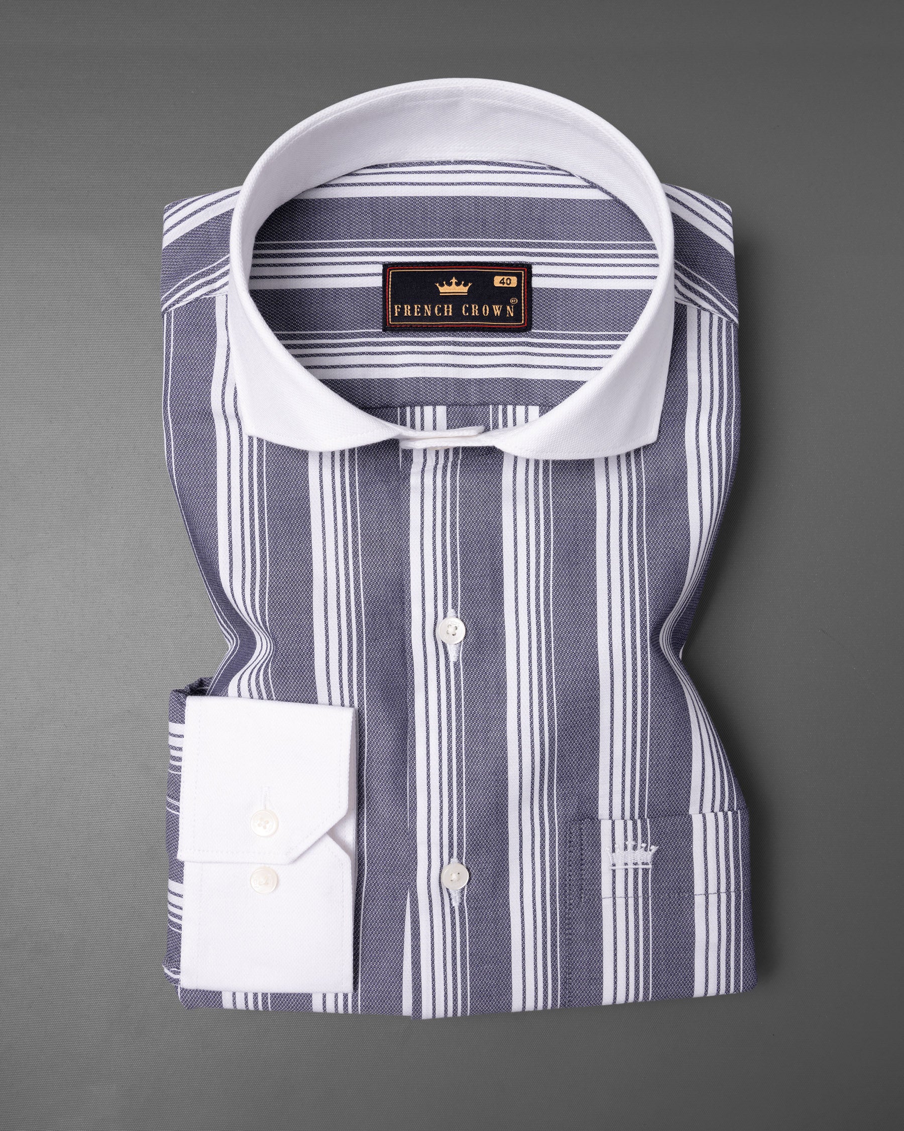 Dolphin Grey Striped with White Collar Dobby Premium Giza Cotton Shirt 5743-CA-WCC-38, 5743-CA-WCC-H-38, 5743-CA-WCC-39, 5743-CA-WCC-H-39, 5743-CA-WCC-40, 5743-CA-WCC-H-40, 5743-CA-WCC-42, 5743-CA-WCC-H-42, 5743-CA-WCC-44, 5743-CA-WCC-H-44, 5743-CA-WCC-46, 5743-CA-WCC-H-46, 5743-CA-WCC-48, 5743-CA-WCC-H-48, 5743-CA-WCC-50, 5743-CA-WCC-H-50, 5743-CA-WCC-52, 5743-CA-WCC-H-52