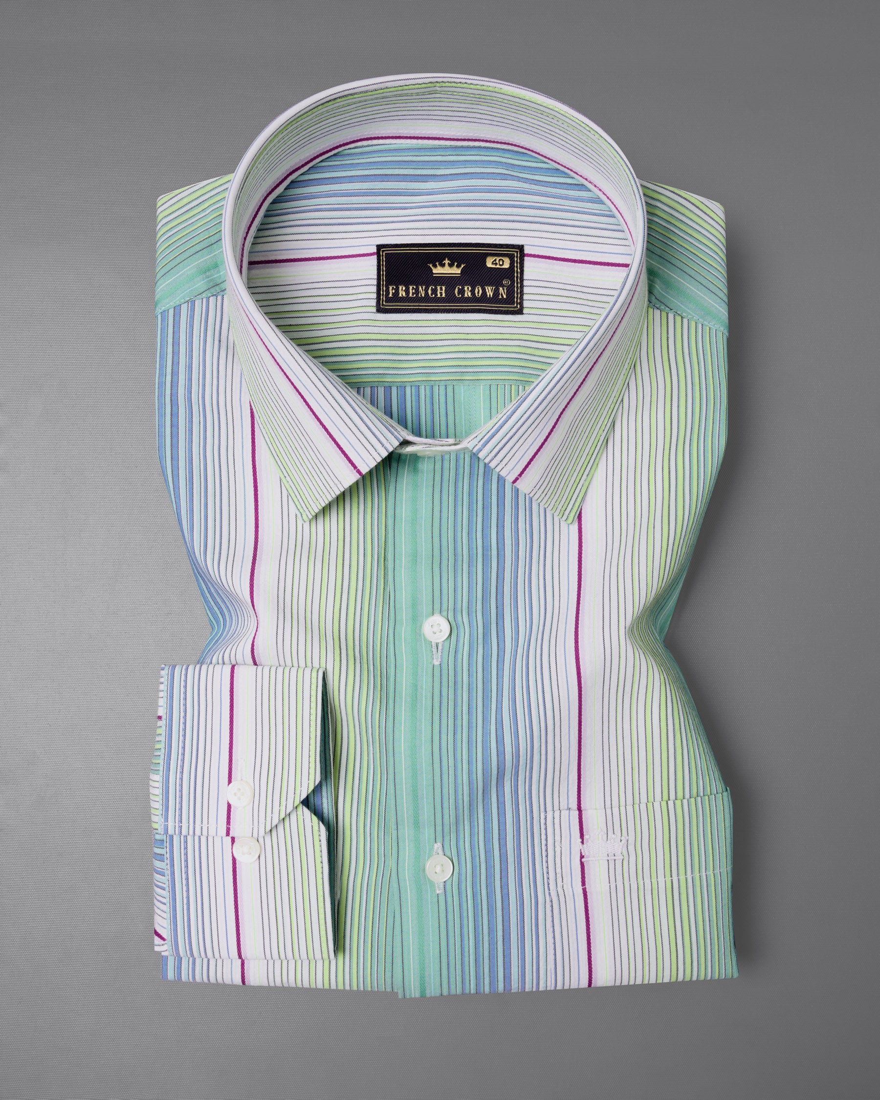 Violet with Madang Green Striped Premium Cotton Shirt 5747-38, 5747-H-38, 5747-39, 5747-H-39, 5747-40, 5747-H-40, 5747-42, 5747-H-42, 5747-44, 5747-H-44, 5747-46, 5747-H-46, 5747-48, 5747-H-48, 5747-50, 5747-H-50, 5747-52, 5747-H-52