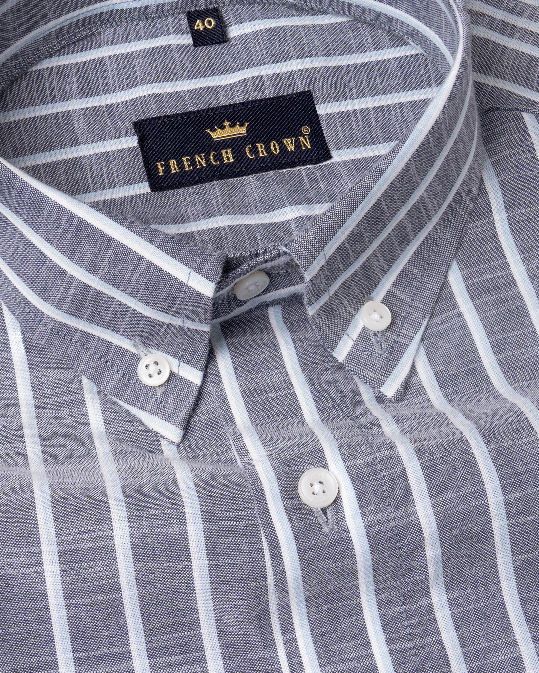 Storm Gray and Mystic Blue Striped Cotton-Linen Shirt 5777-BD-38, 5777-BD-H-38, 5777-BD-39, 5777-BD-H-39, 5777-BD-40, 5777-BD-H-40, 5777-BD-42, 5777-BD-H-42, 5777-BD-44, 5777-BD-H-44, 5777-BD-46, 5777-BD-H-46, 5777-BD-48, 5777-BD-H-48, 5777-BD-50, 5777-BD-H-50, 5777-BD-52, 5777-BD-H-52