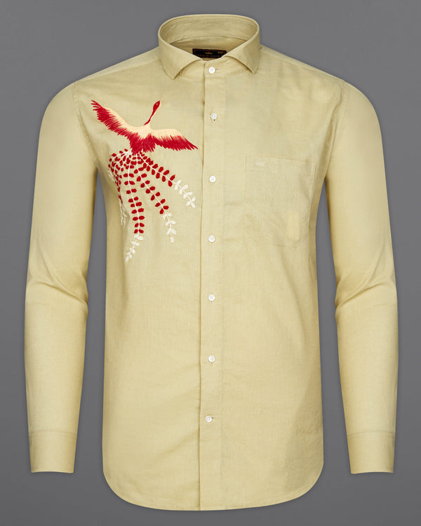 Thistle Brown with Carmine Red Hand Embroidered Luxurious Linen Shirt 5789-CA-E062-38, 5789-CA-E062-H-38, 5789-CA-E062-39, 5789-CA-E062-H-39, 5789-CA-E062-40, 5789-CA-E062-H-40, 5789-CA-E062-42, 5789-CA-E062-H-42, 5789-CA-E062-44, 5789-CA-E062-H-44, 5789-CA-E062-46, 5789-CA-E062-H-46, 5789-CA-E062-48, 5789-CA-E062-H-48, 5789-CA-E062-50, 5789-CA-E062-H-50, 5789-CA-E062-52, 5789-CA-E062-H-52