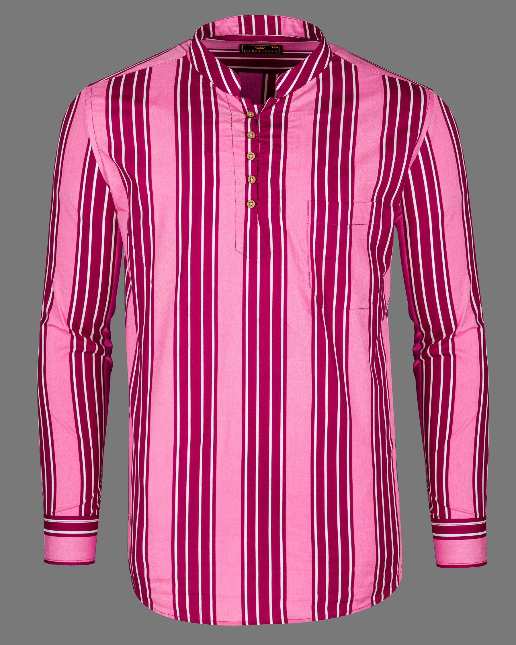 Tickle Me Pink and Razzberry Jam Striped Premium Cotton Kurta Shirt 5804-KS-38, 5804-KS-H-38, 5804-KS-39, 5804-KS-H-39, 5804-KS-40, 5804-KS-H-40, 5804-KS-42, 5804-KS-H-42, 5804-KS-44, 5804-KS-H-44, 5804-KS-46, 5804-KS-H-46, 5804-KS-48, 5804-KS-H-48, 5804-KS-50, 5804-KS-H-50, 5804-KS-52, 5804-KS-H-52