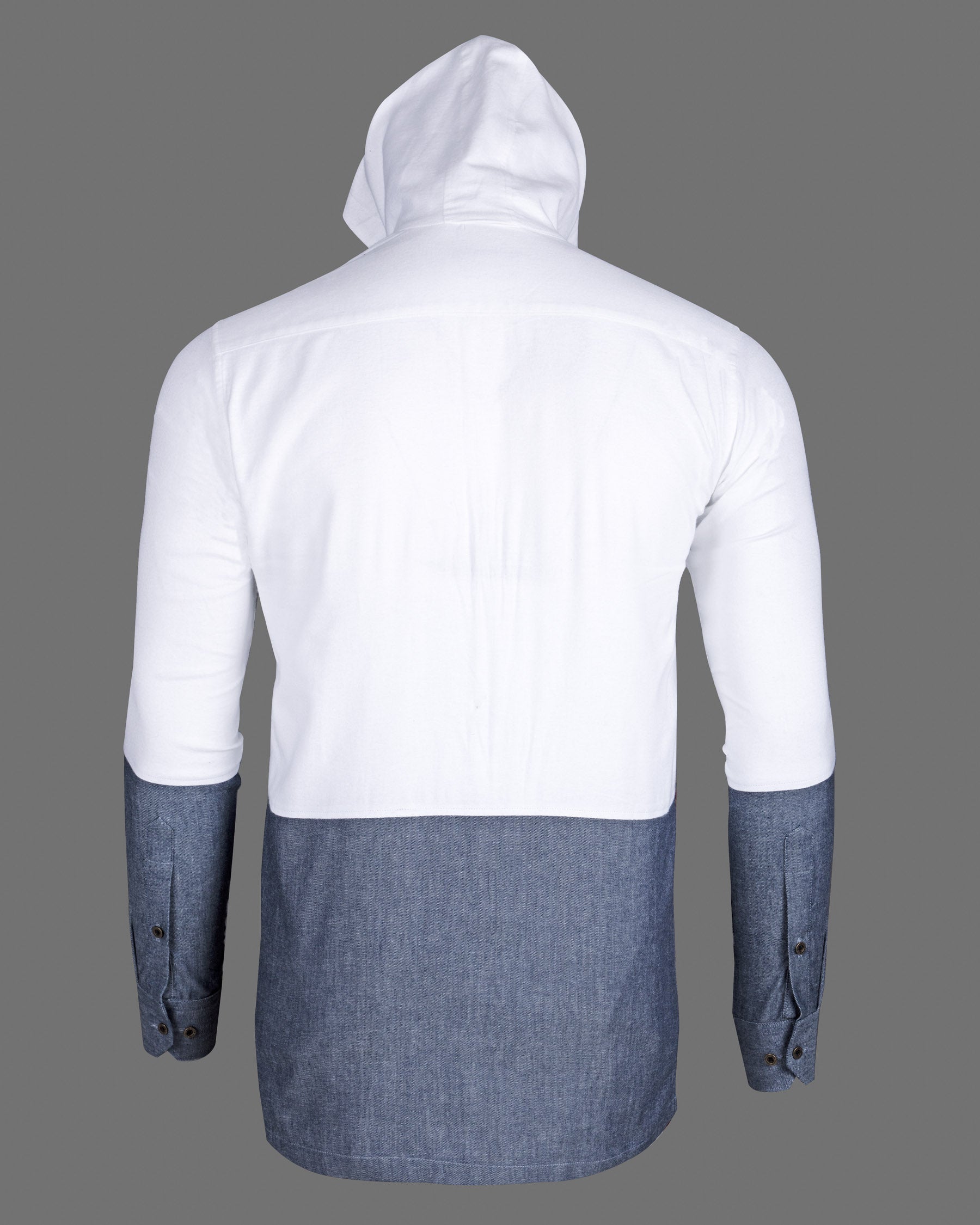 Half White half fiord Blue Royal Oxford Hoodie Jacket