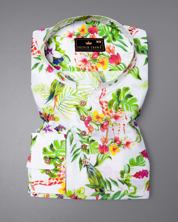 Alabaster White with Lime Green colorful flowers Printed Premium Tencel Kurta Shirt 5829-KS-38, 5829-KS-H-38, 5829-KS-39, 5829-KS-H-39, 5829-KS-40, 5829-KS-H-40, 5829-KS-42, 5829-KS-H-42, 5829-KS-44, 5829-KS-H-44, 5829-KS-46, 5829-KS-H-46, 5829-KS-48, 5829-KS-H-48, 5829-KS-50, 5829-KS-H-50, 5829-KS-52, 5829-KS-H-52