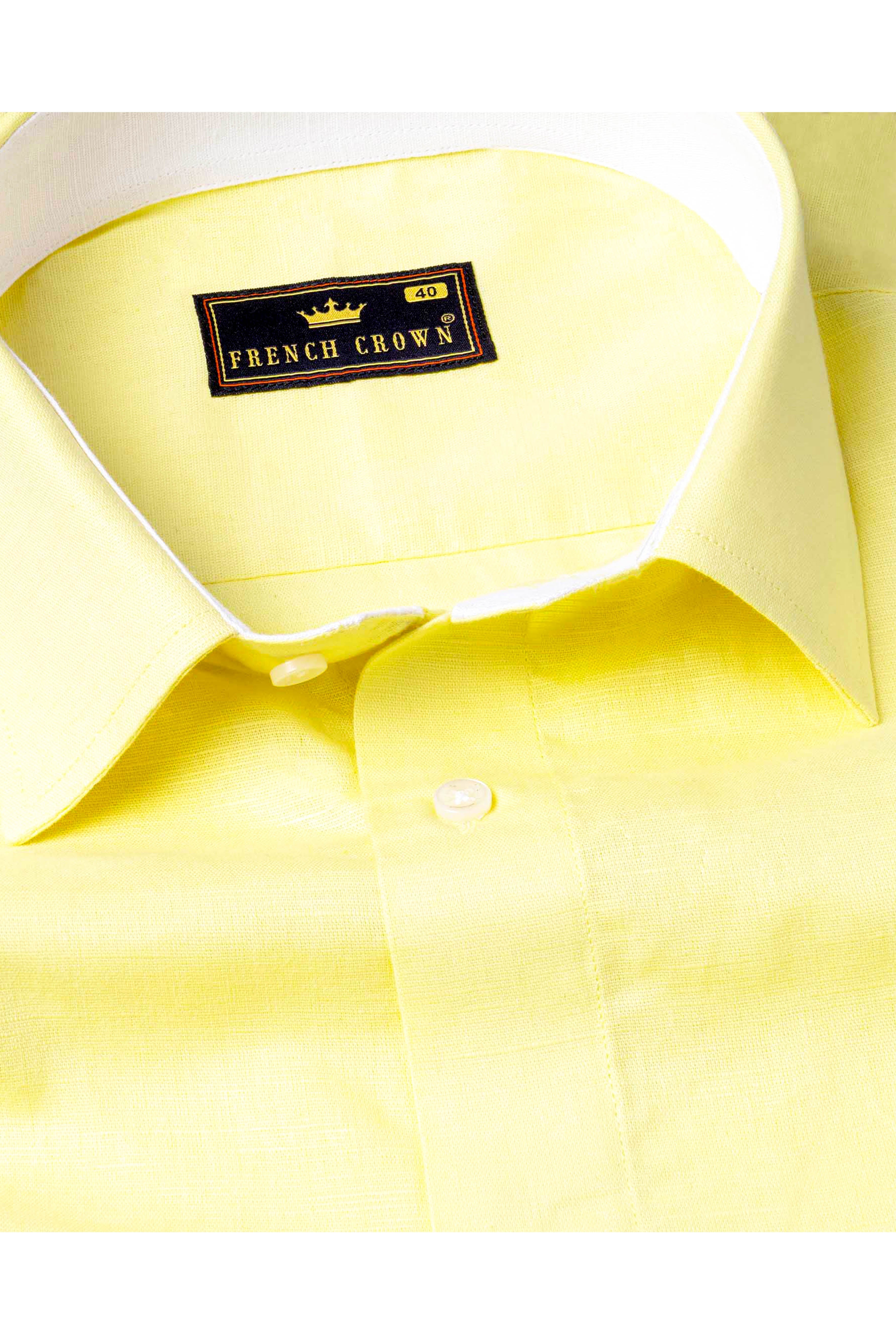 Picasso Yellow Hand Painted Luxurious Linen Shirt