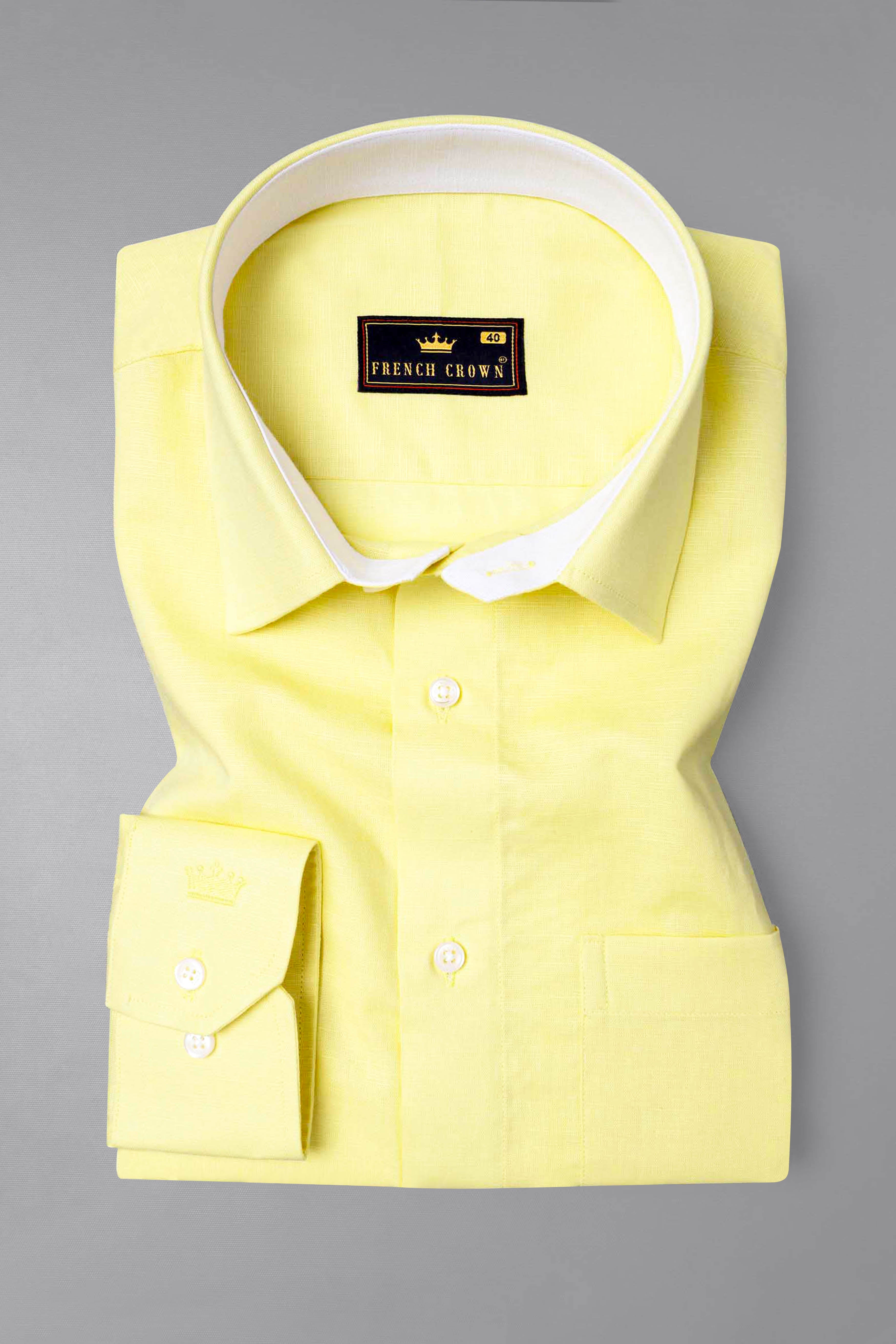 Picasso Yellow Hand Painted Luxurious Linen Shirt