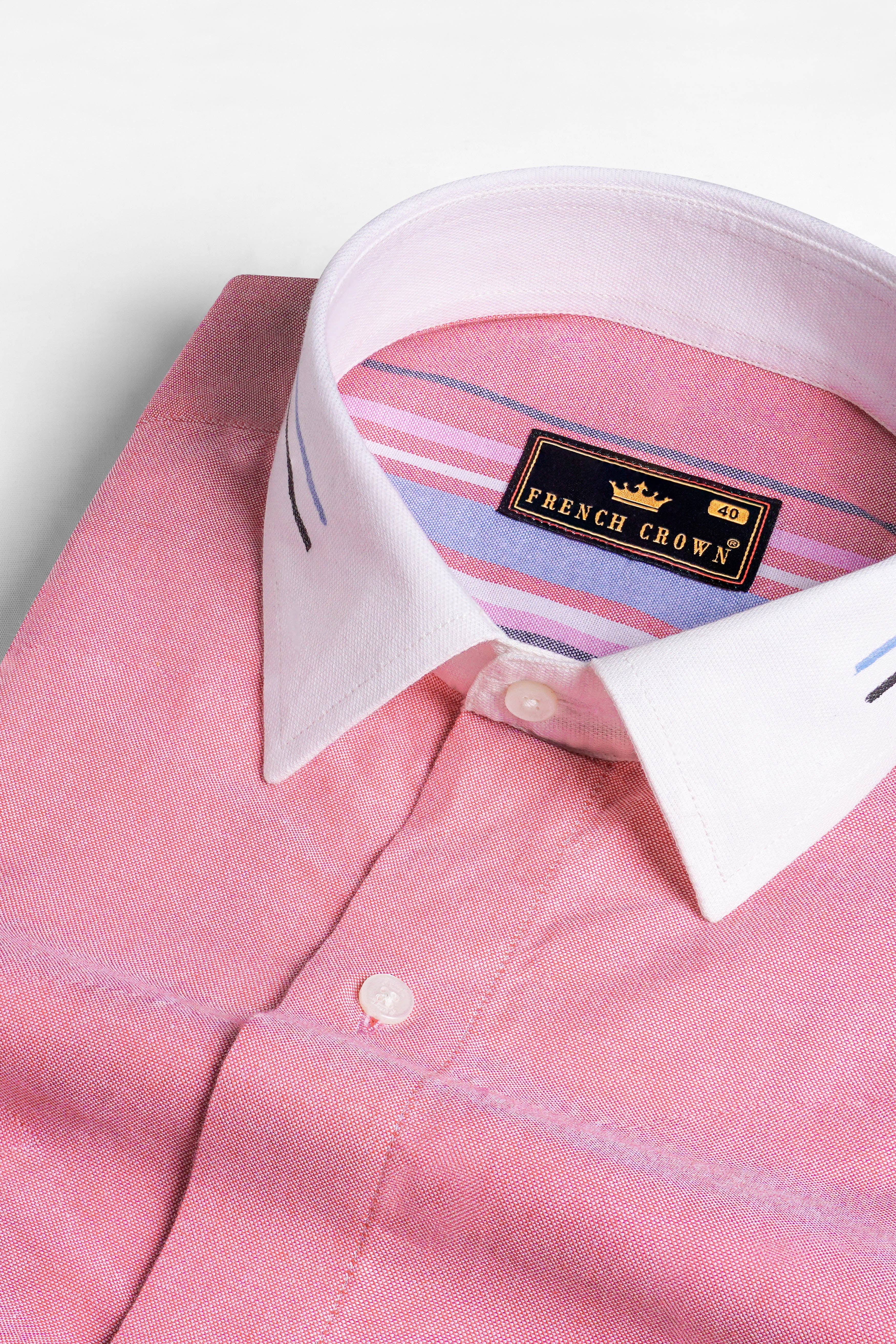 Wewak Pink Striped with Hand Painted Royal Oxford Designer Shirt