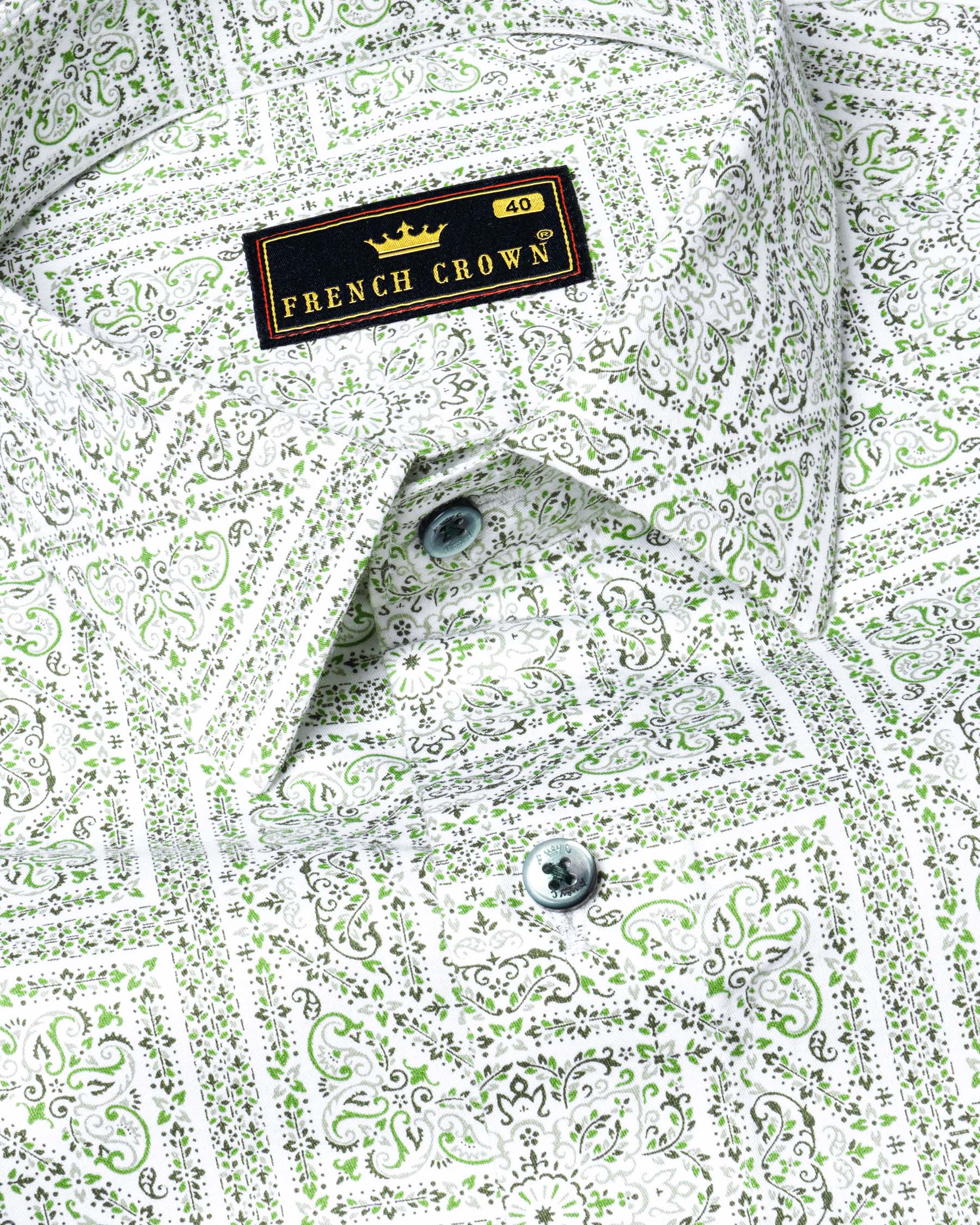 Celeste Grey with Green Micro Flowers Printed Super soft Premium Cotton Shirt 5901-GR-38, 5901-GR-H-38, 5901-GR-39, 5901-GR-H-39, 5901-GR-40, 5901-GR-H-40, 5901-GR-42, 5901-GR-H-42, 5901-GR-44, 5901-GR-H-44, 5901-GR-46, 5901-GR-H-46, 5901-GR-48, 5901-GR-H-48, 5901-GR-50, 5901-GR-H-50, 5901-GR-52, 5901-GR-H-52