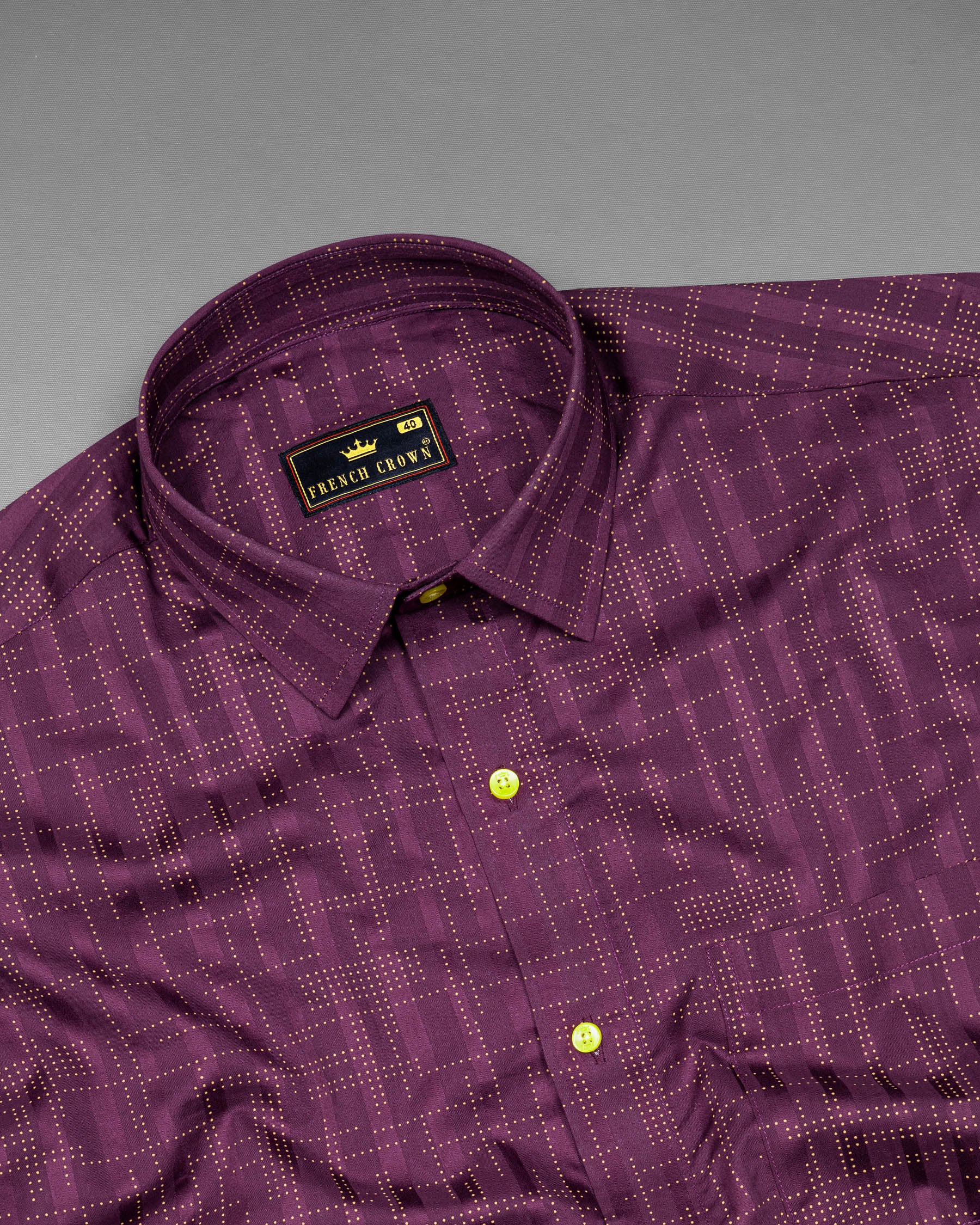 Finn Purple with Bright Yellow Buttoned Dobby Textured Premium Giza Cotton Shirt 5902-YL-38, 5902-YL-H-38, 5902-YL-39, 5902-YL-H-39, 5902-YL-40, 5902-YL-H-40, 5902-YL-42, 5902-YL-H-42, 5902-YL-44, 5902-YL-H-44, 5902-YL-46, 5902-YL-H-46, 5902-YL-48, 5902-YL-H-48, 5902-YL-50, 5902-YL-H-50, 5902-YL-52, 5902-YL-H-52