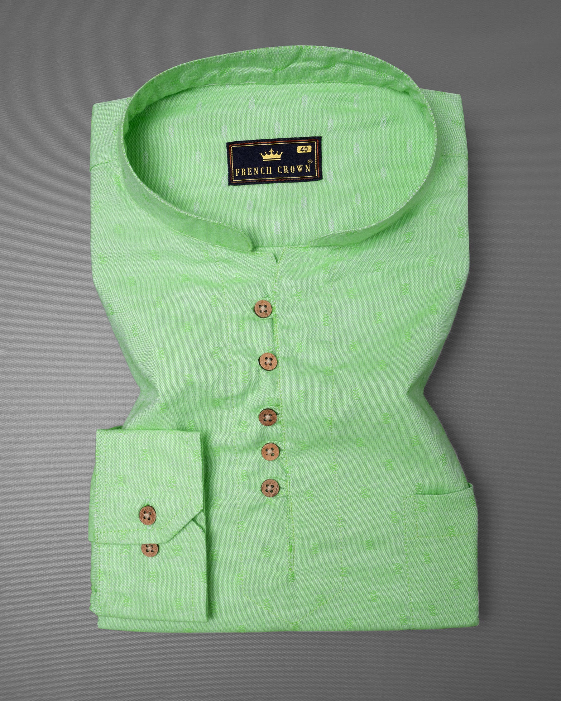 Moss Green Dobby Textured Premium Giza Cotton Shirt