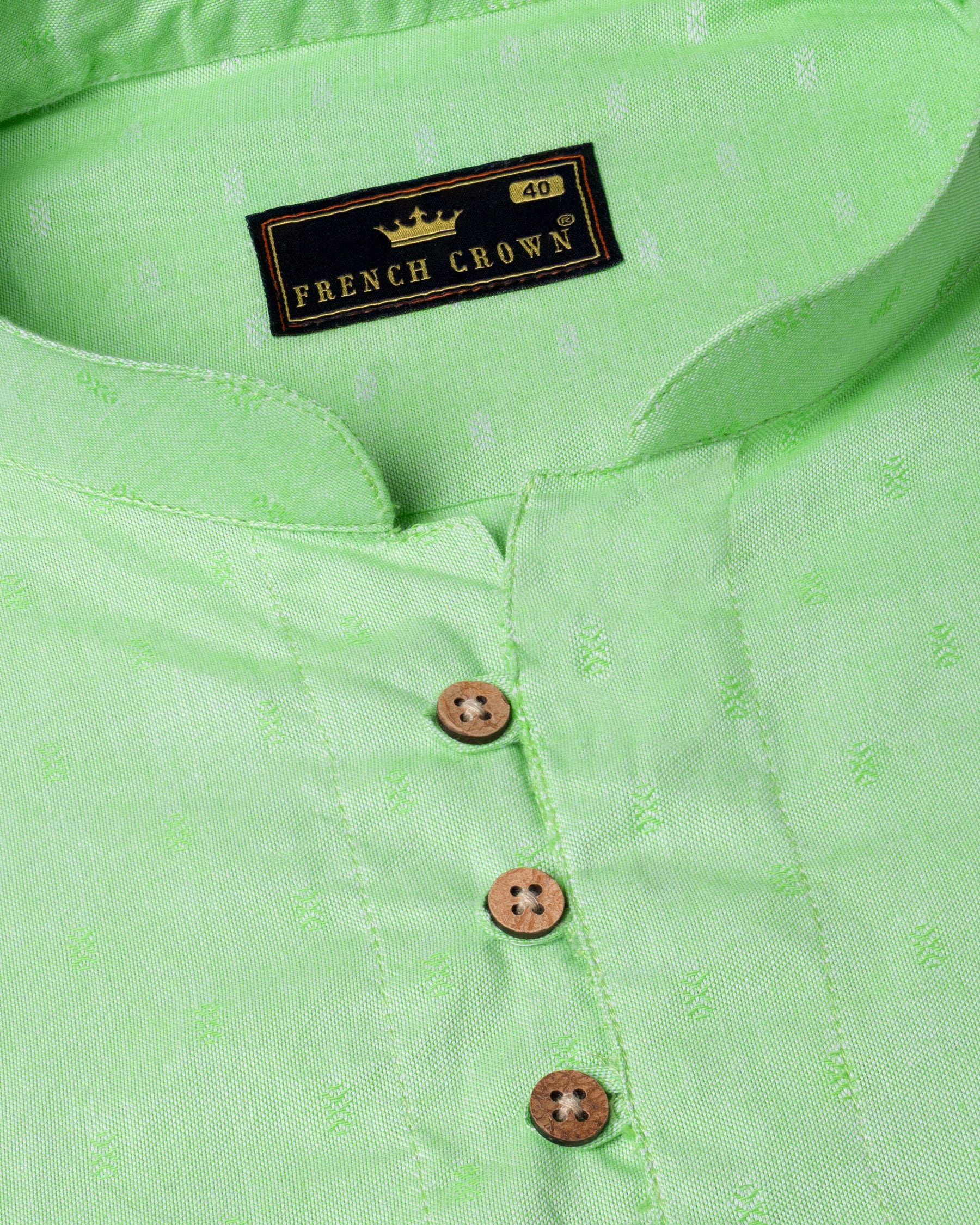 Moss Green Dobby Textured Premium Giza Cotton Shirt