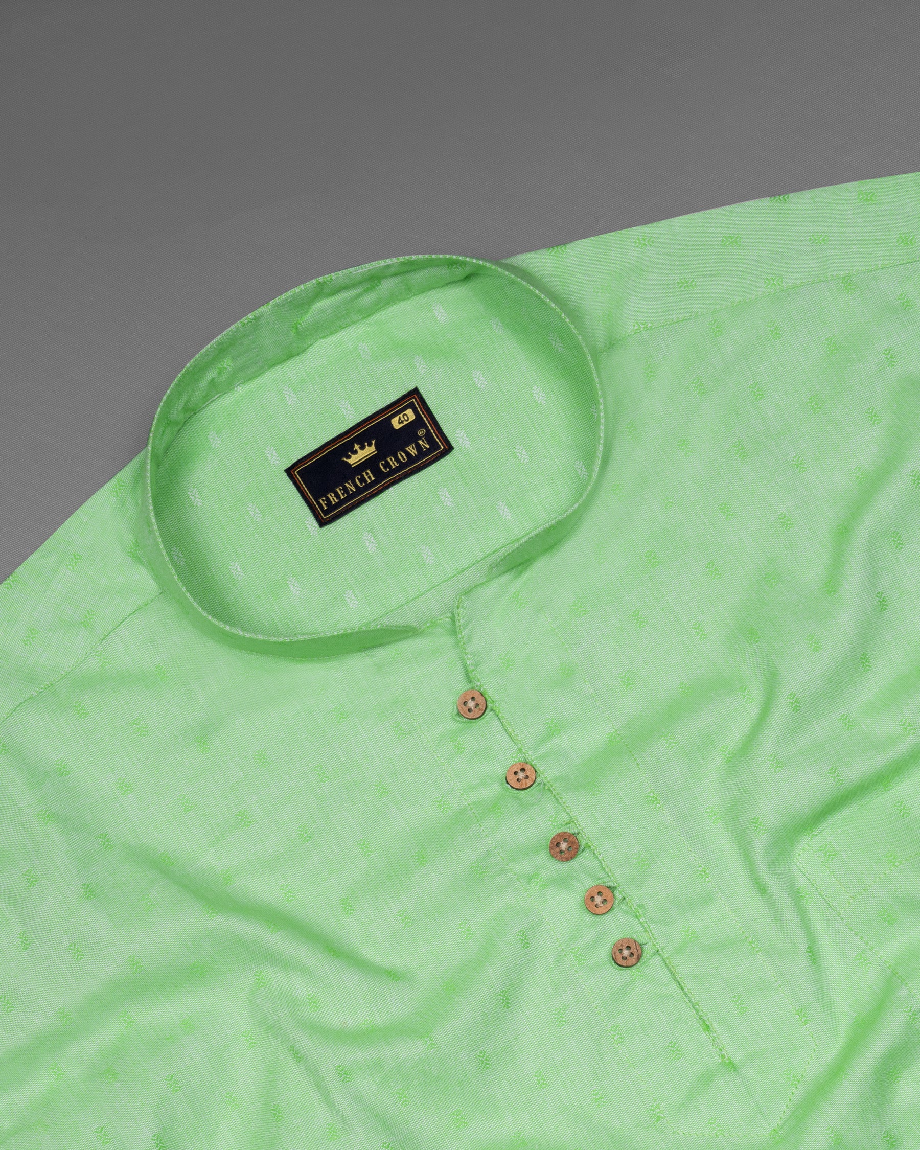 Moss Green Dobby Textured Premium Giza Cotton Shirt