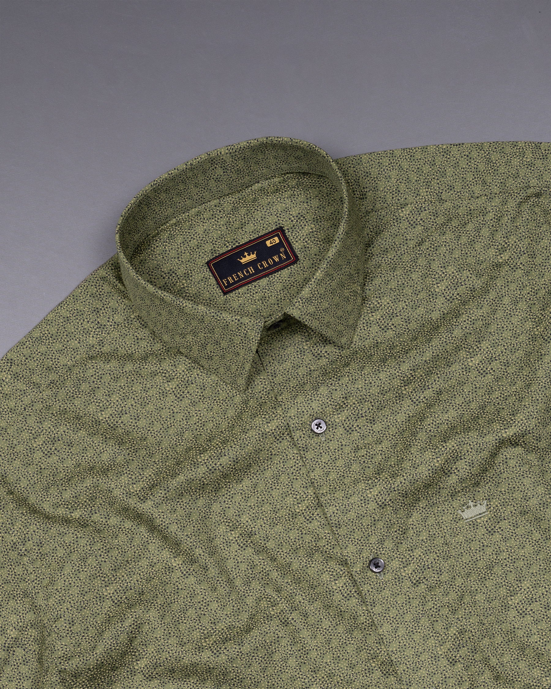 Flax Smoke Green dots Printed Premium Cotton Shirt 5952-BLE-38, 5952-BLE-H-38, 5952-BLE-39, 5952-BLE-H-39, 5952-BLE-40, 5952-BLE-H-40, 5952-BLE-42, 5952-BLE-H-42, 5952-BLE-44, 5952-BLE-H-44, 5952-BLE-46, 5952-BLE-H-46, 5952-BLE-48, 5952-BLE-H-48, 5952-BLE-50, 5952-BLE-H-50, 5952-BLE-52, 5952-BLE-H-52