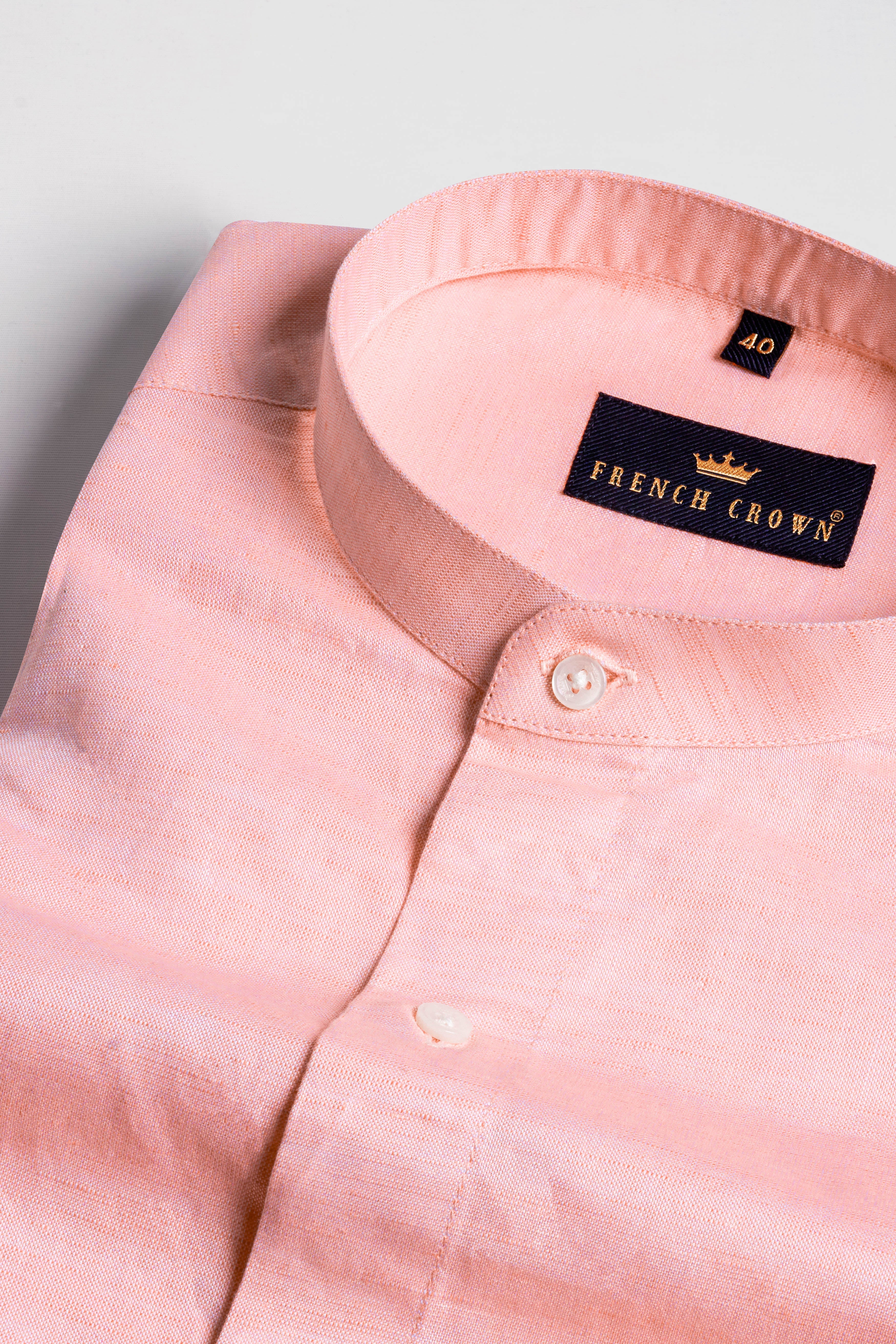Kawaii Pink Hand Painted Luxurious Linen Designer Shirt