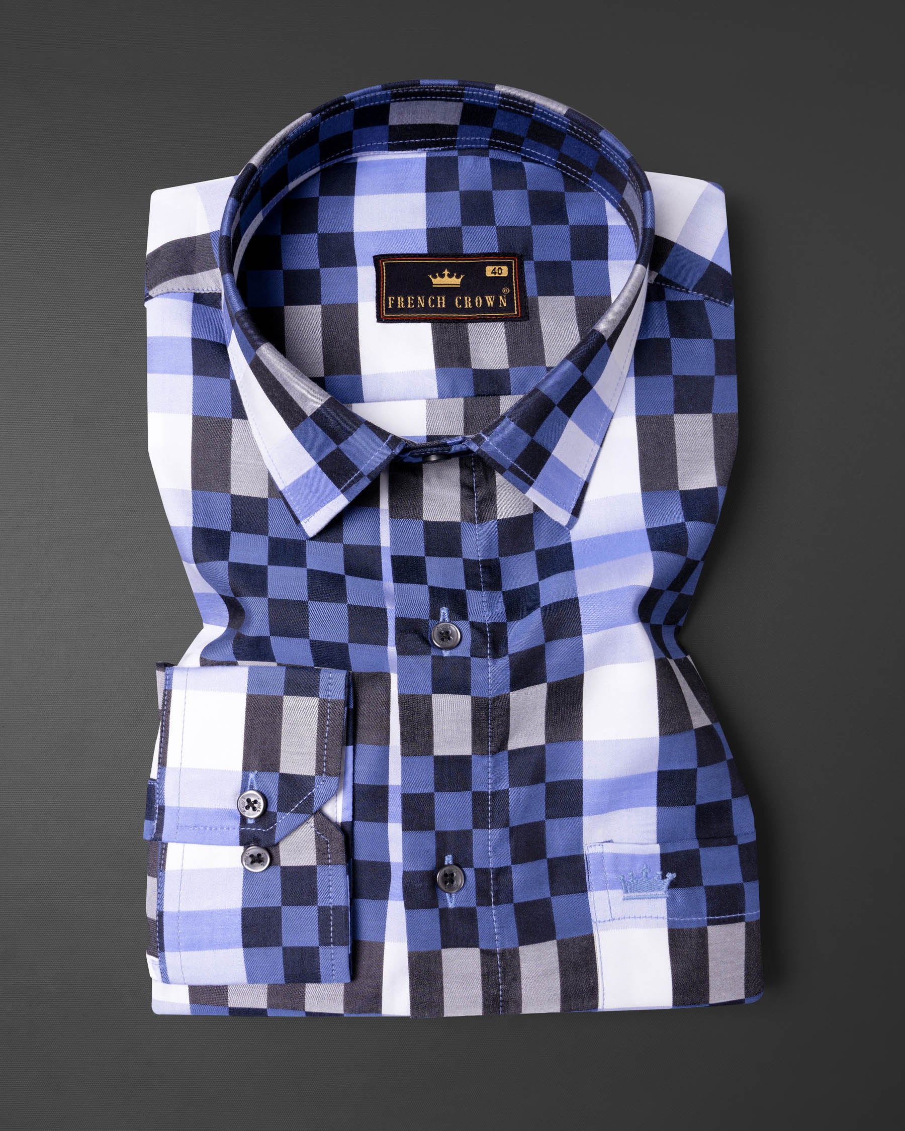 Topaz Gray with East Bay Blue and Jade Black Checkered Super Soft Premium Cotton Shirt 5979-BLK-38, 5979-BLK-H-38, 5979-BLK-39, 5979-BLK-H-39, 5979-BLK-40, 5979-BLK-H-40, 5979-BLK-42, 5979-BLK-H-42, 5979-BLK-44, 5979-BLK-H-44, 5979-BLK-46, 5979-BLK-H-46, 5979-BLK-48, 5979-BLK-H-48, 5979-BLK-50, 5979-BLK-H-50, 5979-BLK-52, 5979-BLK-H-52