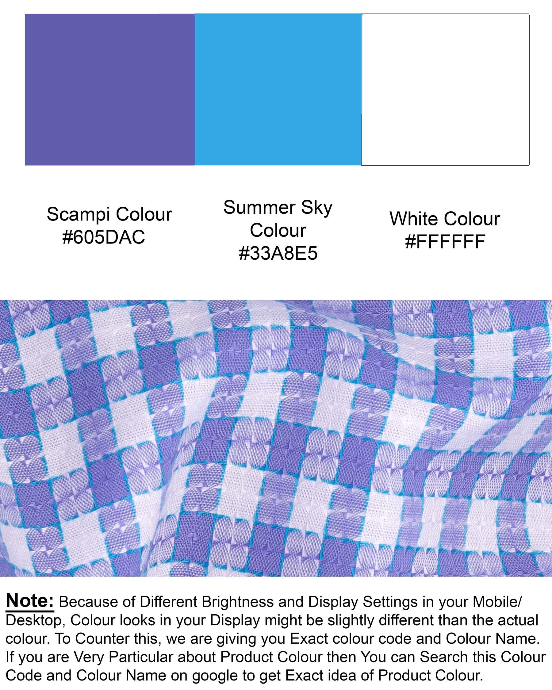 Scampi Blue and Summer Sky Checkered Dobby Textured Premium Giza Cotton Shirt 6003-CA-38, 6003-CA-H-38, 6003-CA-39, 6003-CA-H-39, 6003-CA-40, 6003-CA-H-40, 6003-CA-42, 6003-CA-H-42, 6003-CA-44, 6003-CA-H-44, 6003-CA-46, 6003-CA-H-46, 6003-CA-48, 6003-CA-H-48, 6003-CA-50, 6003-CA-H-50, 6003-CA-52, 6003-CA-H-52