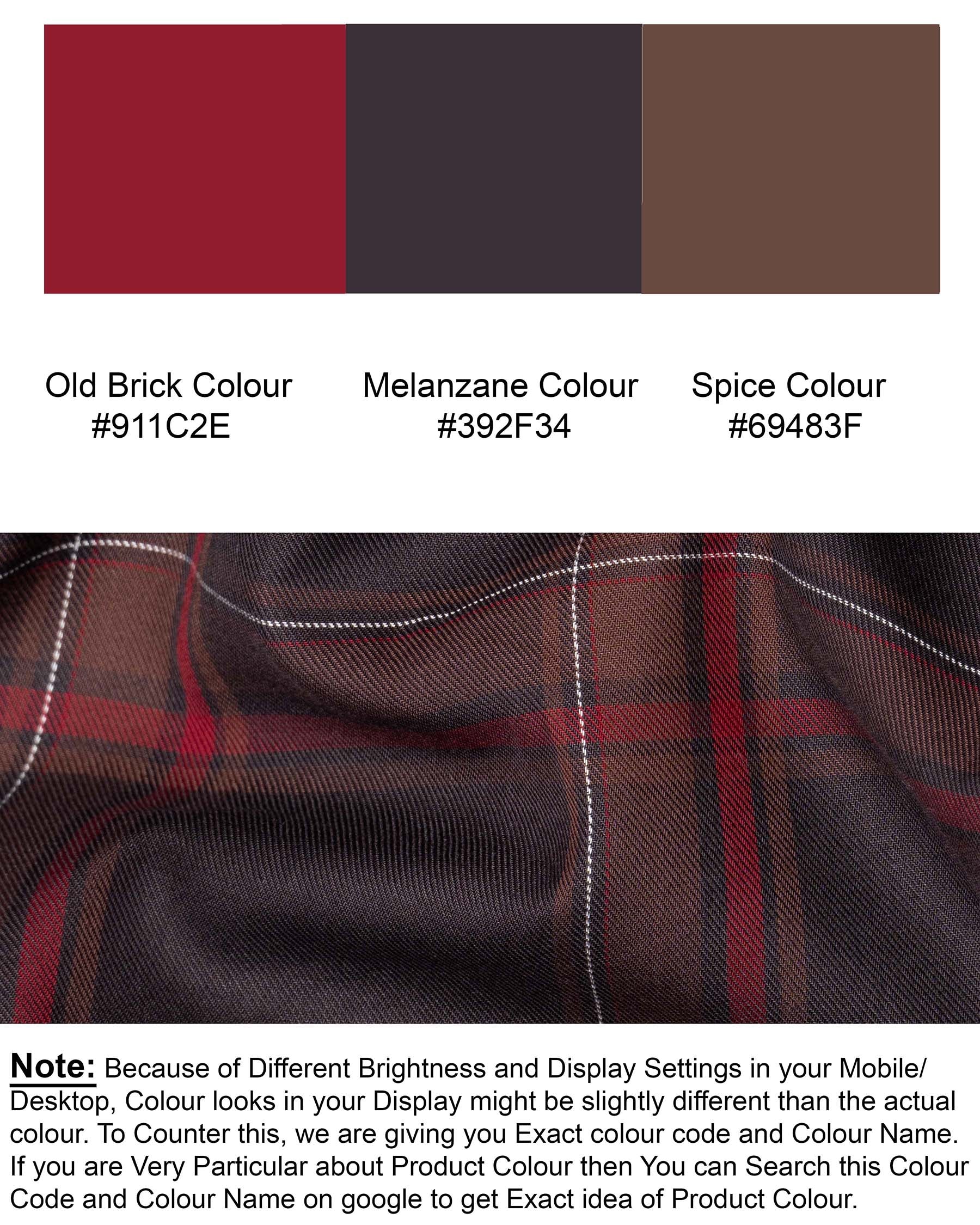 Spice Brown Twill Plaid Premium Cotton Shirt 6005-38,6005-H-38,6005-39,6005-H-39,6005-40,6005-H-40,6005-42,6005-H-42,6005-44,6005-H-44,6005-46,6005-H-46,6005-48,6005-H-48,6005-50,6005-H-50,6005-52,6005-H-52