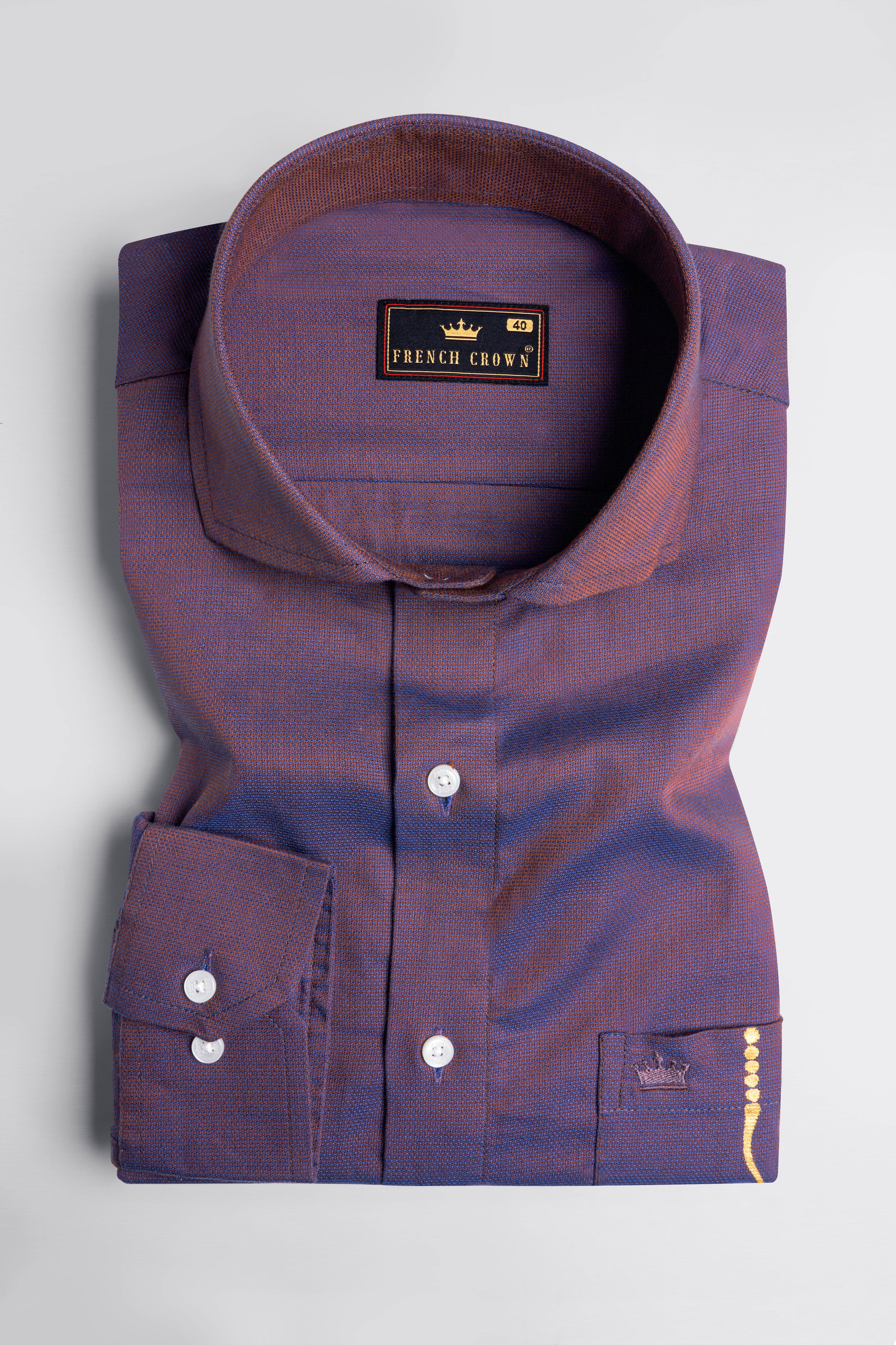 Byzantium Purple Two Tone Hand Painted Dobby Premium Giza Cotton Shirt