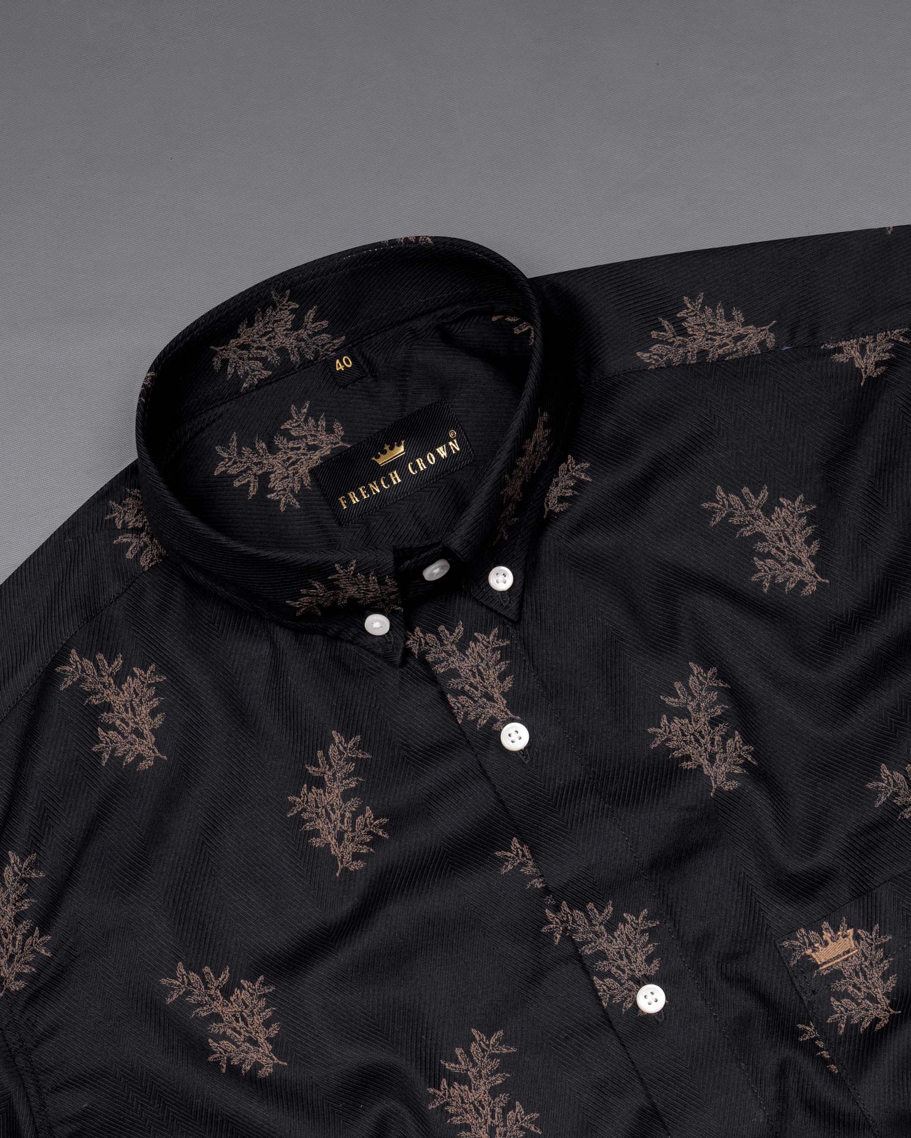 Jade Black Twill Leaves Printed Premium Cotton Shirt 6015-BD-38,6015-BD-H-38,6015-BD-39,6015-BD-H-39,6015-BD-40,6015-BD-H-40,6015-BD-42,6015-BD-H-42,6015-BD-44,6015-BD-H-44,6015-BD-46,6015-BD-H-46,6015-BD-48,6015-BD-H-48,6015-BD-50,6015-BD-H-50,6015-BD-52,6015-BD-H-52