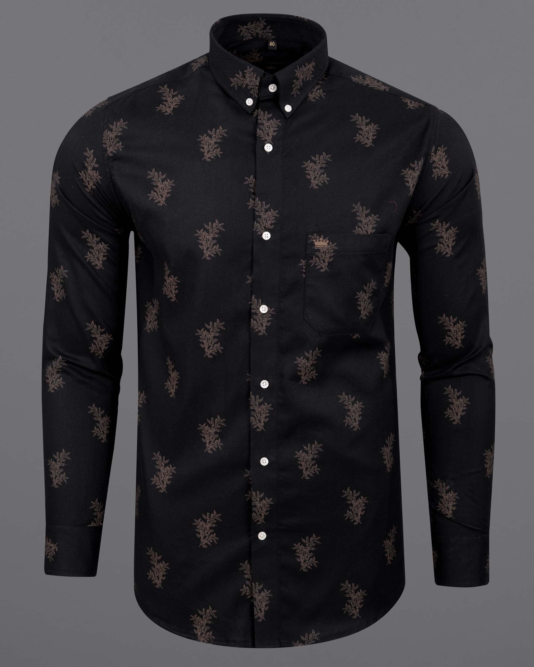 Jade Black Twill Leaves Printed Premium Cotton Shirt 6015-BD-38,6015-BD-H-38,6015-BD-39,6015-BD-H-39,6015-BD-40,6015-BD-H-40,6015-BD-42,6015-BD-H-42,6015-BD-44,6015-BD-H-44,6015-BD-46,6015-BD-H-46,6015-BD-48,6015-BD-H-48,6015-BD-50,6015-BD-H-50,6015-BD-52,6015-BD-H-52