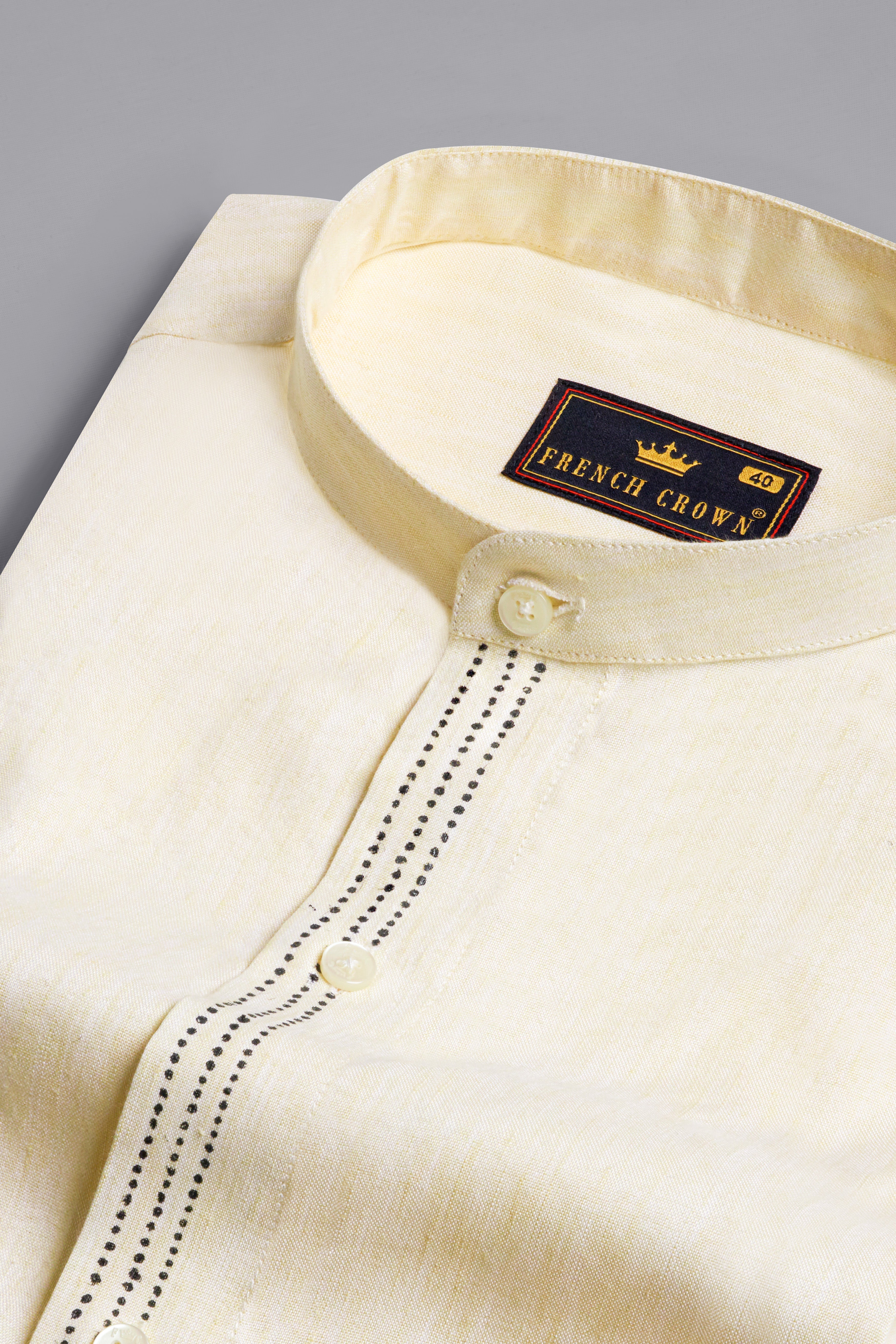 Albescent Beige Hand Painted Luxurious Linen Designer Shirt
