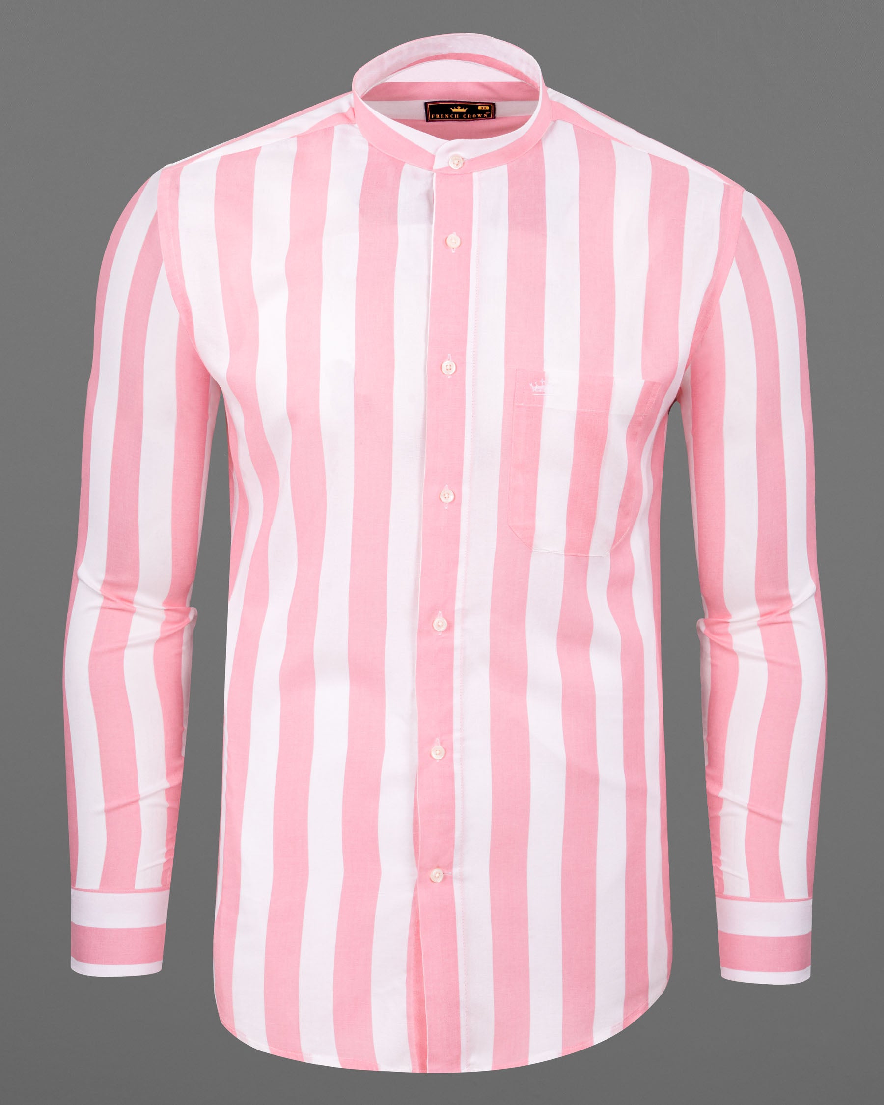 Kawaii Pink with Bright White Thick Striped Premium Tencel Shirt 6039-M-38, 6039-M-H-38, 6039-M-39, 6039-M-H-39, 6039-M-40, 6039-M-H-40, 6039-M-42, 6039-M-H-42, 6039-M-44, 6039-M-H-44, 6039-M-46, 6039-M-H-46, 6039-M-48, 6039-M-H-48, 6039-M-50, 6039-M-H-50, 6039-M-52, 6039-M-H-52