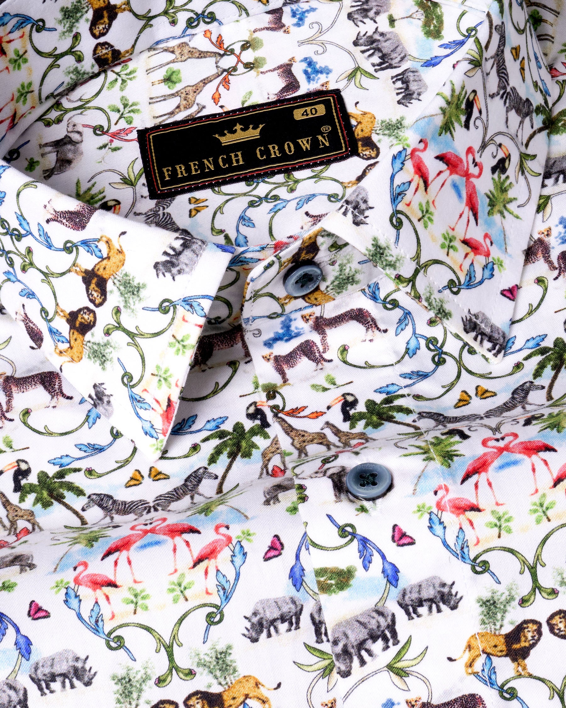Bright White Animals Printed Super Soft Premium Cotton Shirt 6043-GR-38, 6043-GR-H-38, 6043-GR-39, 6043-GR-H-39, 6043-GR-40, 6043-GR-H-40, 6043-GR-42, 6043-GR-H-42, 6043-GR-44, 6043-GR-H-44, 6043-GR-46, 6043-GR-H-46, 6043-GR-48, 6043-GR-H-48, 6043-GR-50, 6043-GR-H-50, 6043-GR-52, 6043-GR-H-52