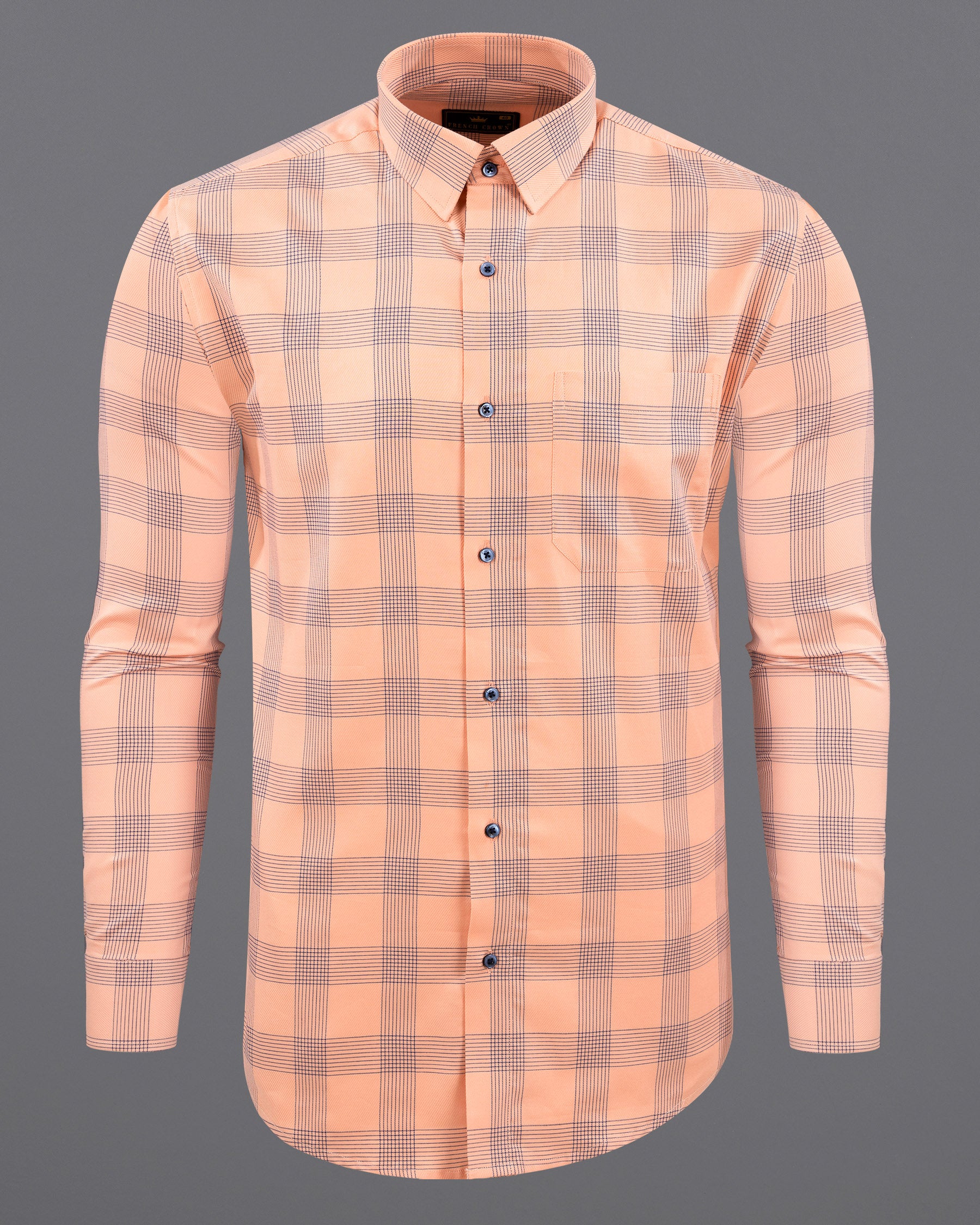 Melon Orange Twill Windowpane Premium Cotton Shirt 6070-BLE-38, 6070-BLE-H-38, 6070-BLE-39, 6070-BLE-H-39, 6070-BLE-40, 6070-BLE-H-40, 6070-BLE-42, 6070-BLE-H-42, 6070-BLE-44, 6070-BLE-H-44, 6070-BLE-46, 6070-BLE-H-46, 6070-BLE-48, 6070-BLE-H-48, 6070-BLE-50, 6070-BLE-H-50, 6070-BLE-52, 6070-BLE-H-52